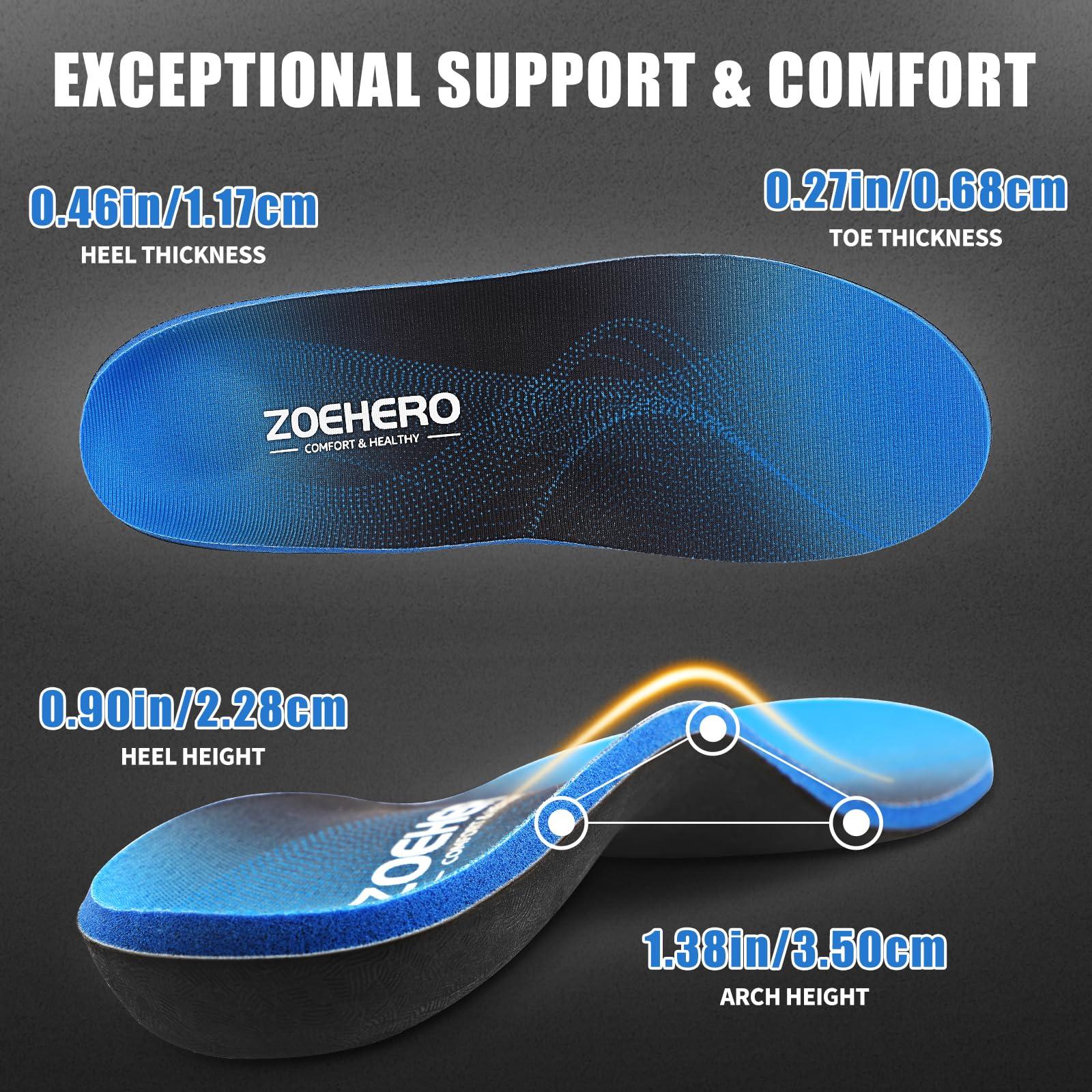 ZOEHERO Plantar Fasciitis Insoles for Men & Women,Heavy Duty Orthotic Inserts with Arch Support for Plantar Fasciitis Relief,Foot Pain Relief,Comfort Insoles for Standing All Day,Sprot,Hiking