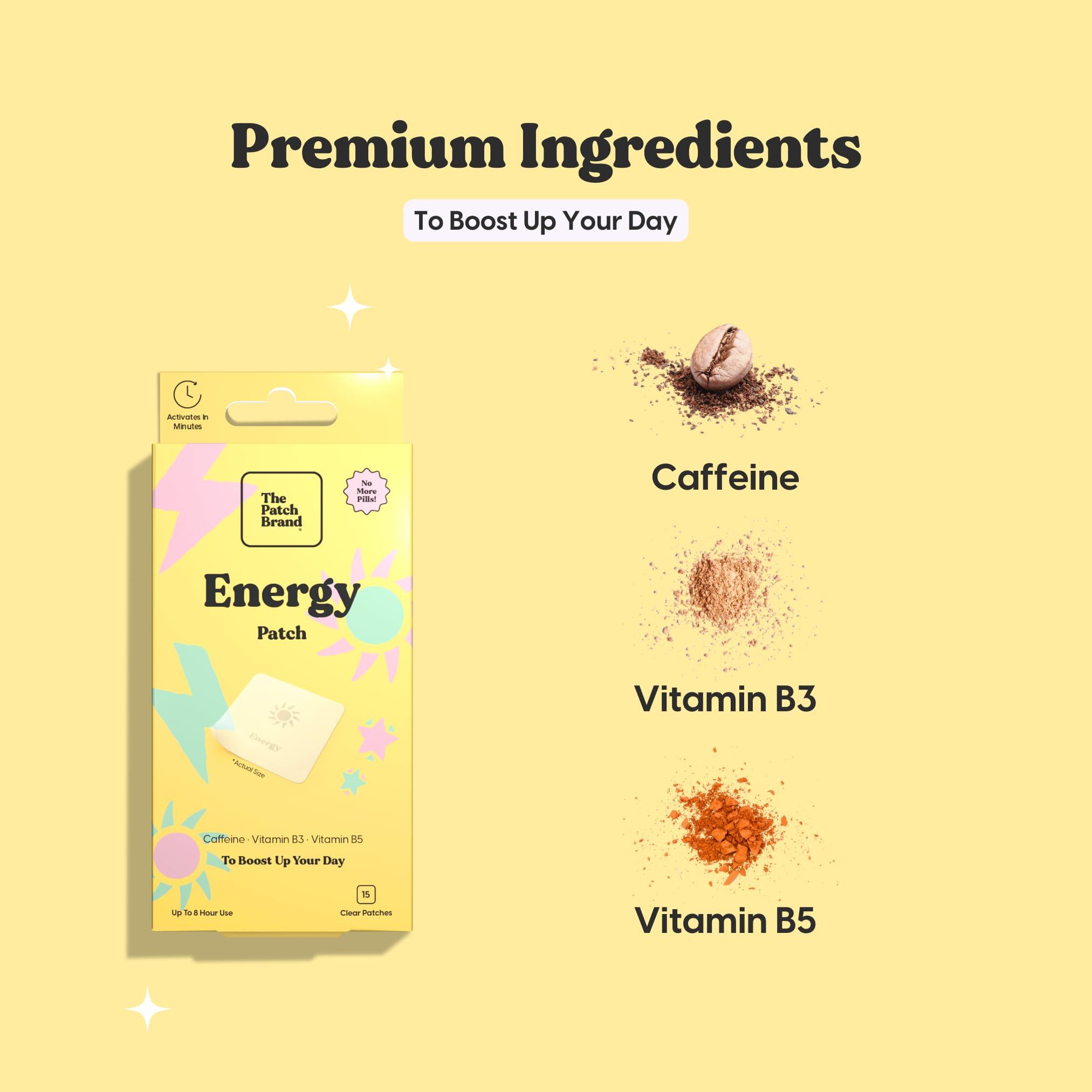 The Patch Brand The Patch Brand Energy Patches | Supports Energy with Caffeine and B5 and B3 | All Natural Vitamins & Mineral Patch Plant Based and Cruelty Free Water Resistant Patches That Last All Day