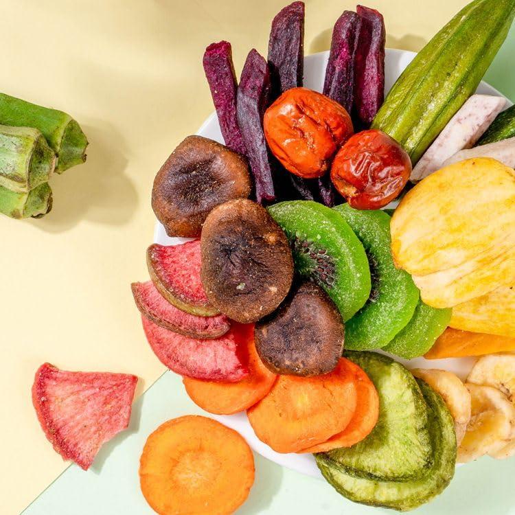 RETBST Crispy Fruits and Vegetables, Dried Fruits and Vegetables, Mixed Fruits, Dried Fruit Chips, Okra, Radish, Banana, Durian, Fig, Crispy Fruit Snacks, Chinese Snack Gift Package (3 Cans)
