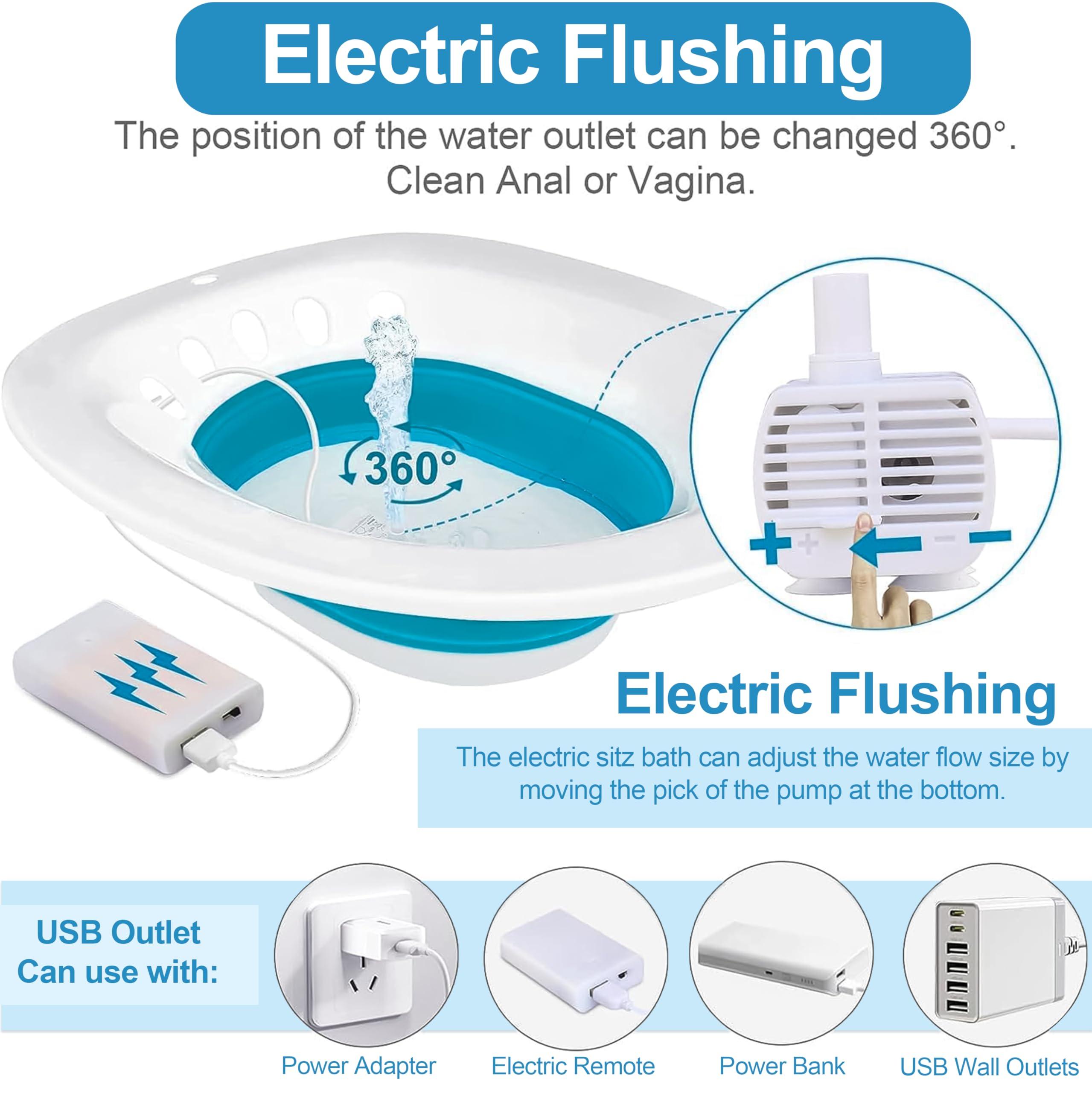 FRECHMOON Electric Sitz Bath, Sitz Bath for Hemorrhoids, Sitz Bath for Toilet Seat, Postpartum Care, Perineum Relief - Collapsible, Wide Seat, Deeper Bowl - Use w/Sitz Bath Salt