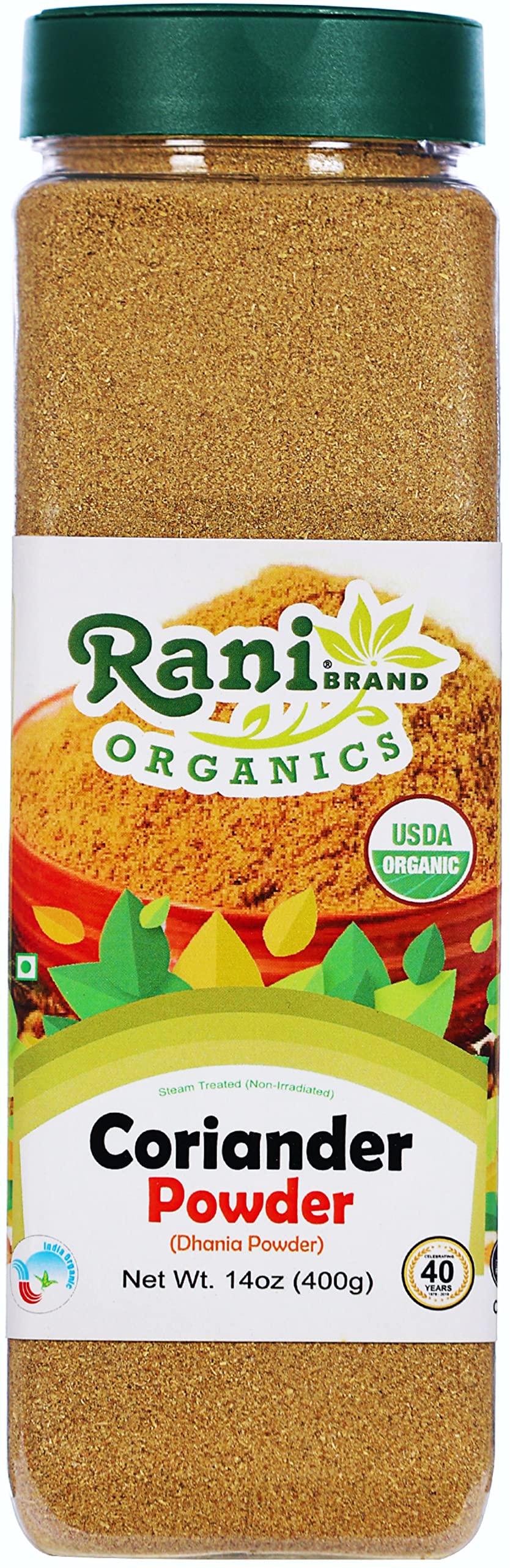 Rani Brand Authentic Indian Products Rani Organic Coriander Powder (Dhania Powder) 14oz (400g) PET Jar ~ All Natural | Vegan | Gluten Friendly | NON-GMO | Indian Origin | USDA Certified Organic