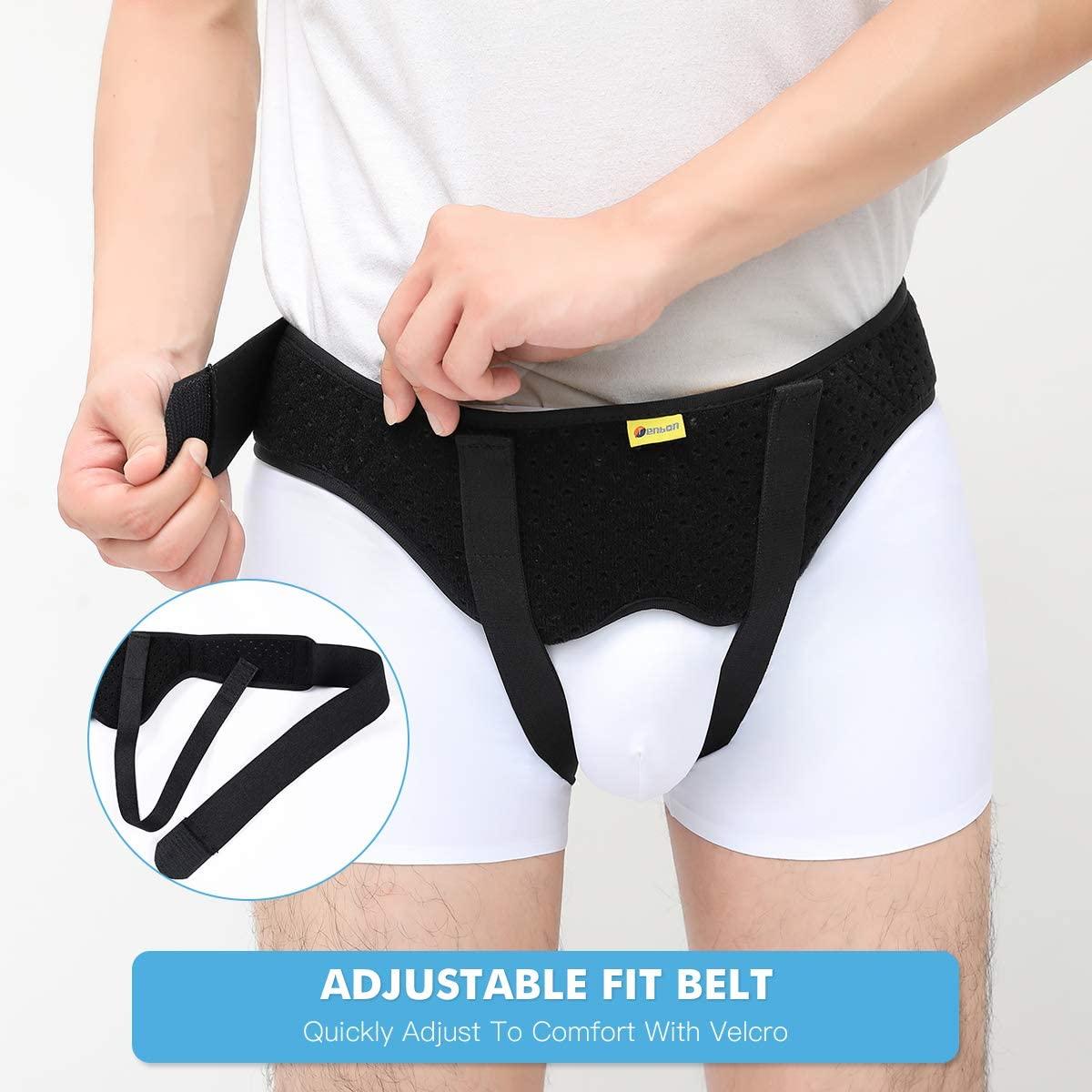 Tenbon Tenbon Hernia Belt Truss for Single/Double Inguinal or Sports Hernia, Hernia Support Brace for Men for Women Pain Relief Recovery Strap with 2 Removable Compression Pads Comfortable Material (Small+M)