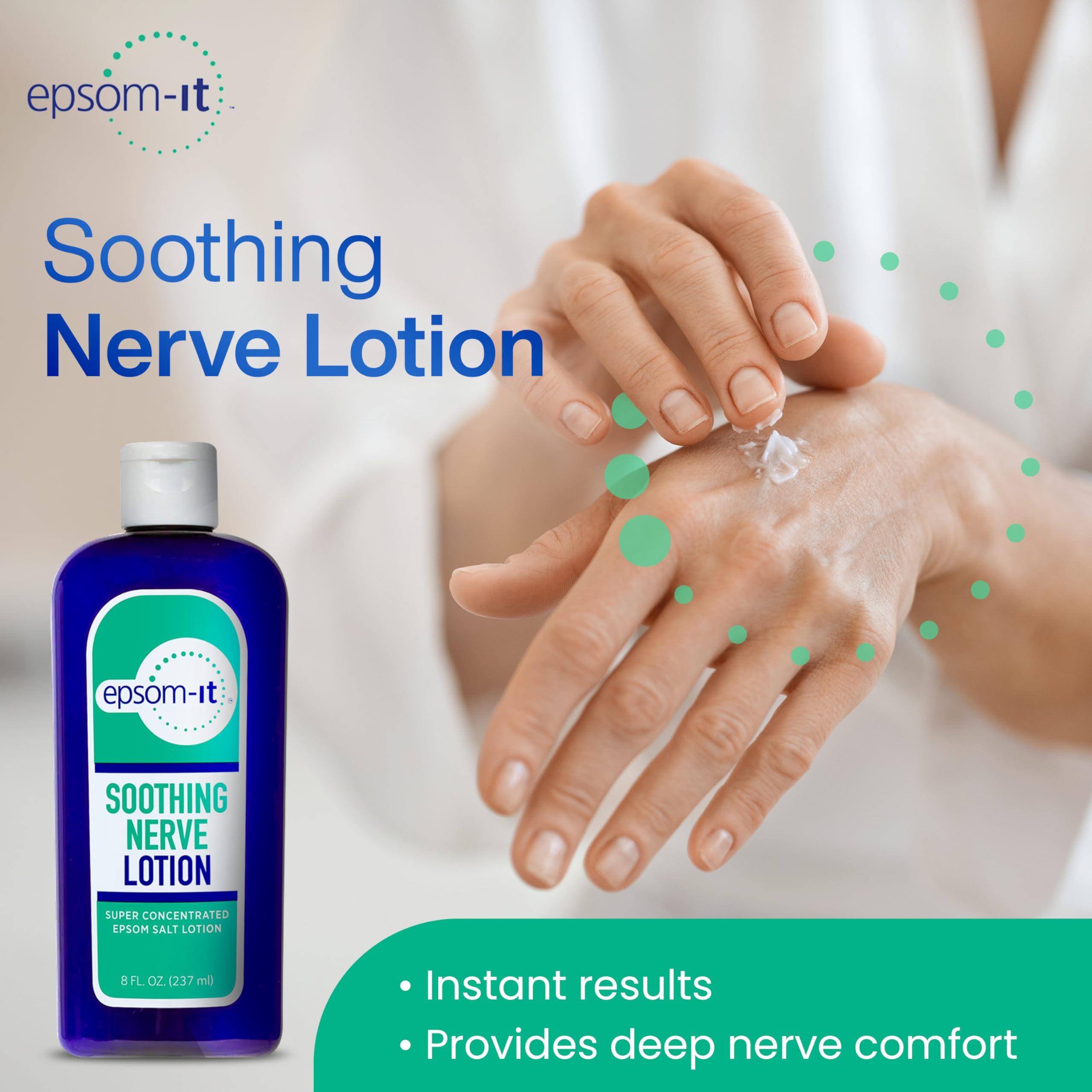 EPSOM-IT Epsom-It Soothing Nerve Lotion - Epsom Salt Magnesium Lotion, Topical Magnesium Cream with Capsaicin & Arnica for Muscle Discomfort, Restless Legs and Better Sleep, 8.0 oz.