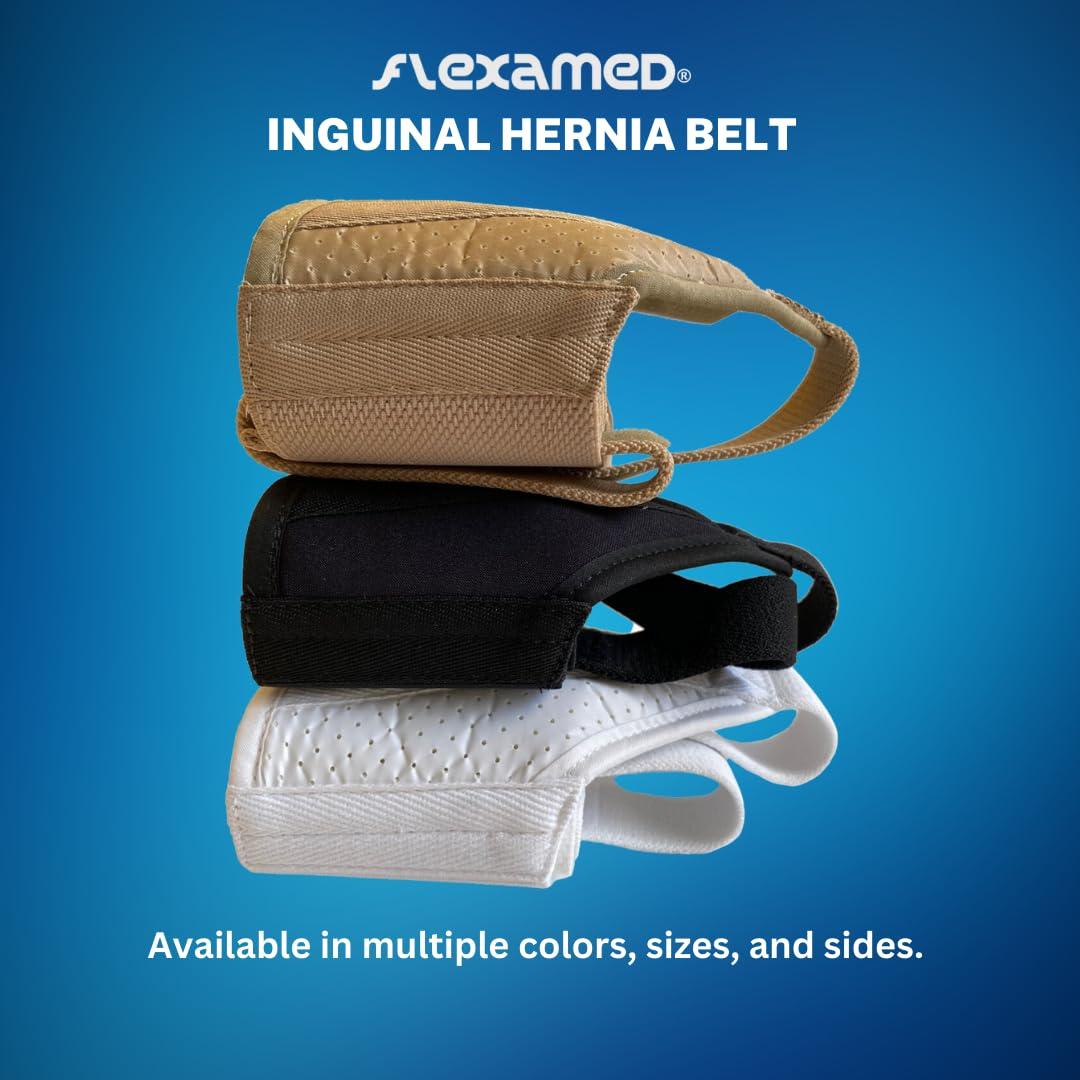 FlexaMed FlexaMed Right Side Inguinal Hernia Groin Belt with Compression Pad Black (M 32-36)