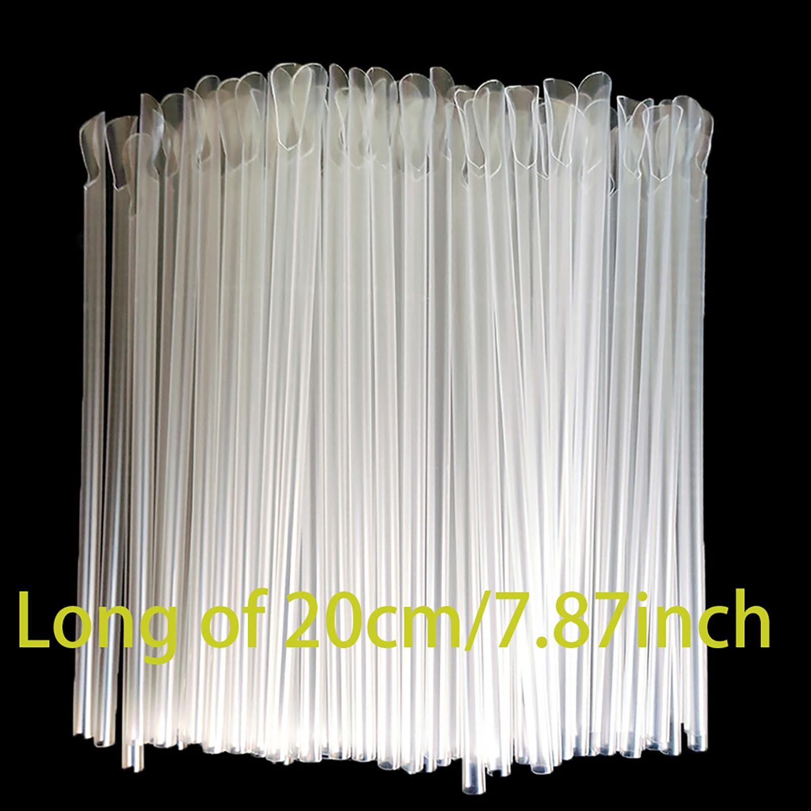 LJJCSFF 100 Pcs Snow Cone Spoon Straws Plastic Drink Stir Stick Summer Straw Slushie Shaved Ice Flexible Drinking Straw Clear