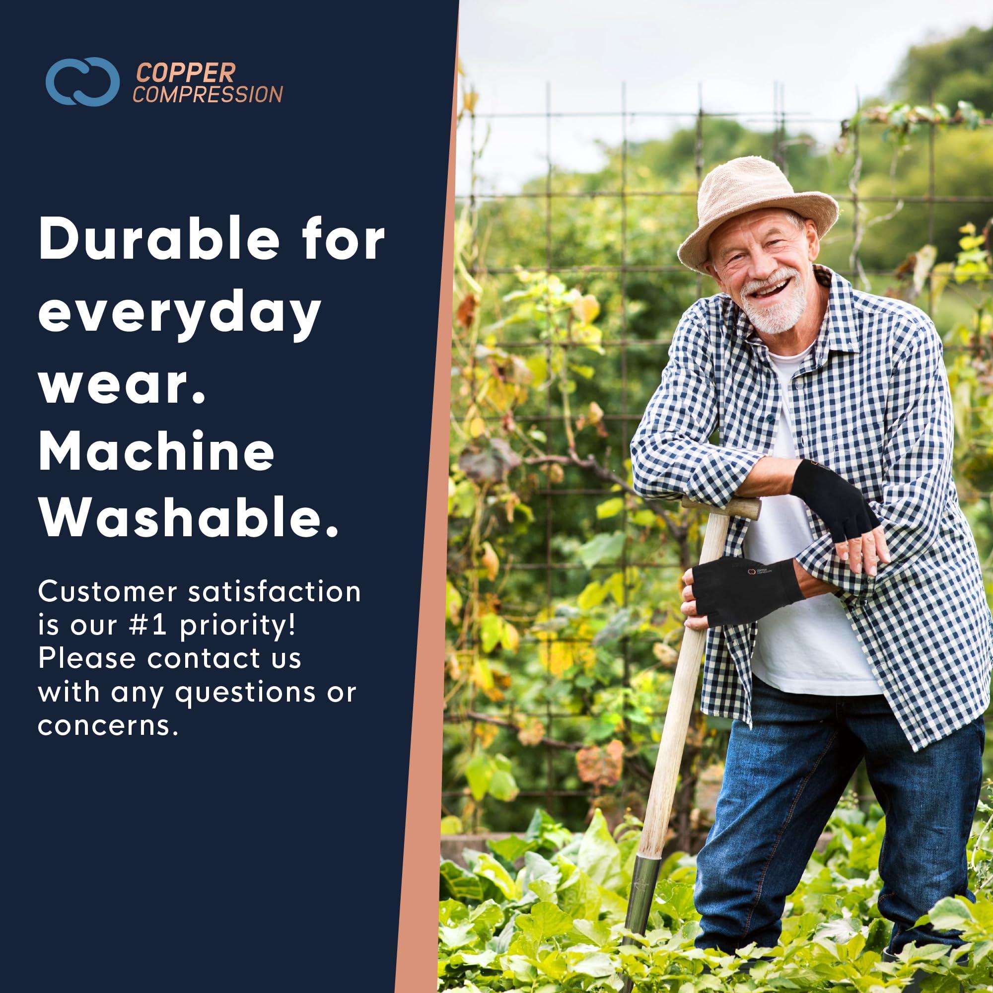 Copper Compression Copper Compression Arthritis Gloves | Fingerless Arthritis Carpal Tunnel Pain Relief Gloves For Men & Women | Hand Support Wrist Brace For Rheumatoid, Tendonitis, Swelling, Crocheting 2 Pairs Black S