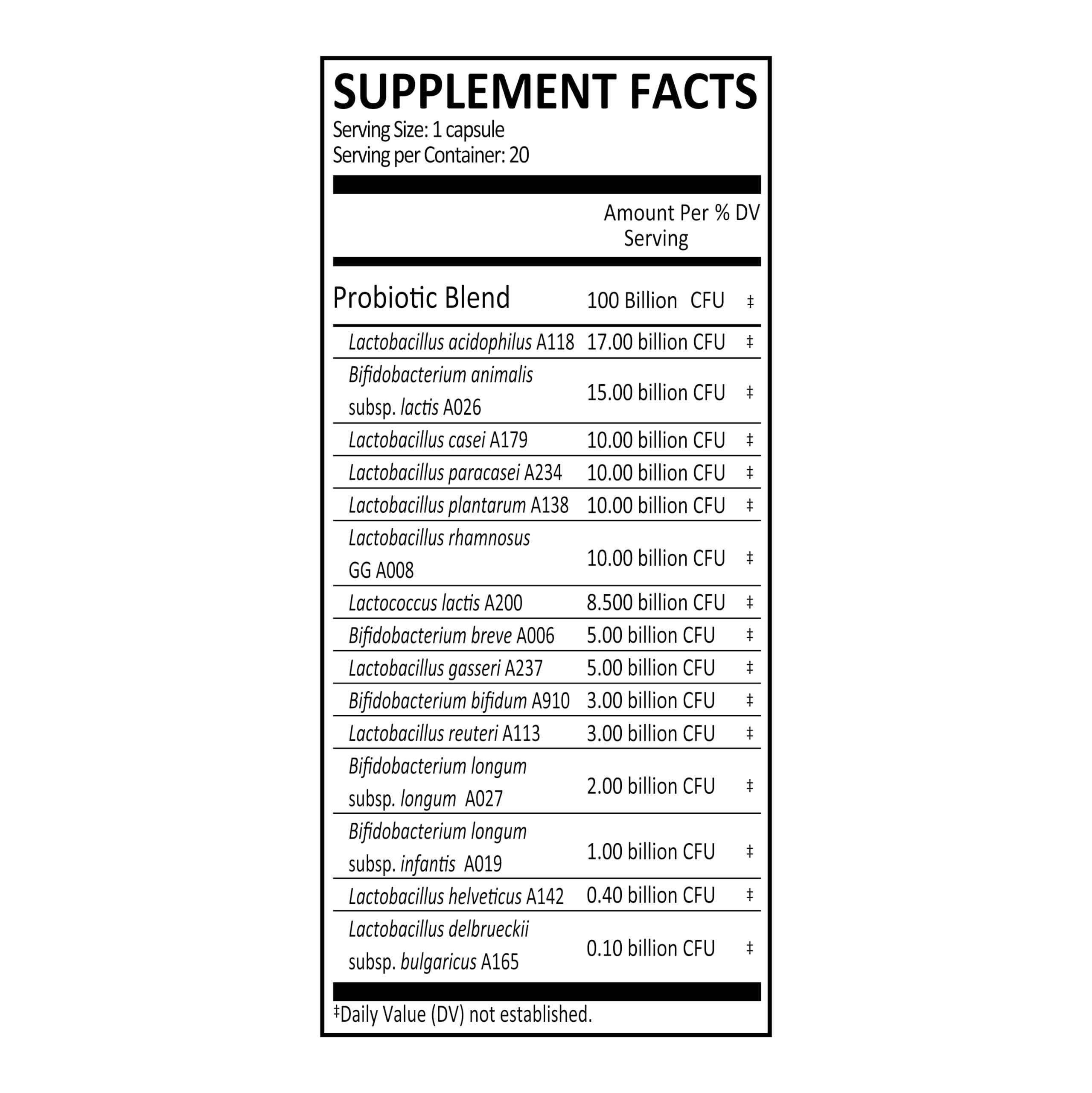 Genuine Health Genuine Health Advanced Gut Health Extra-Strength Probiotic, Helps Promote Digestive Health & Gut Recovery, Multi-Strain Formula, 20 Capsules