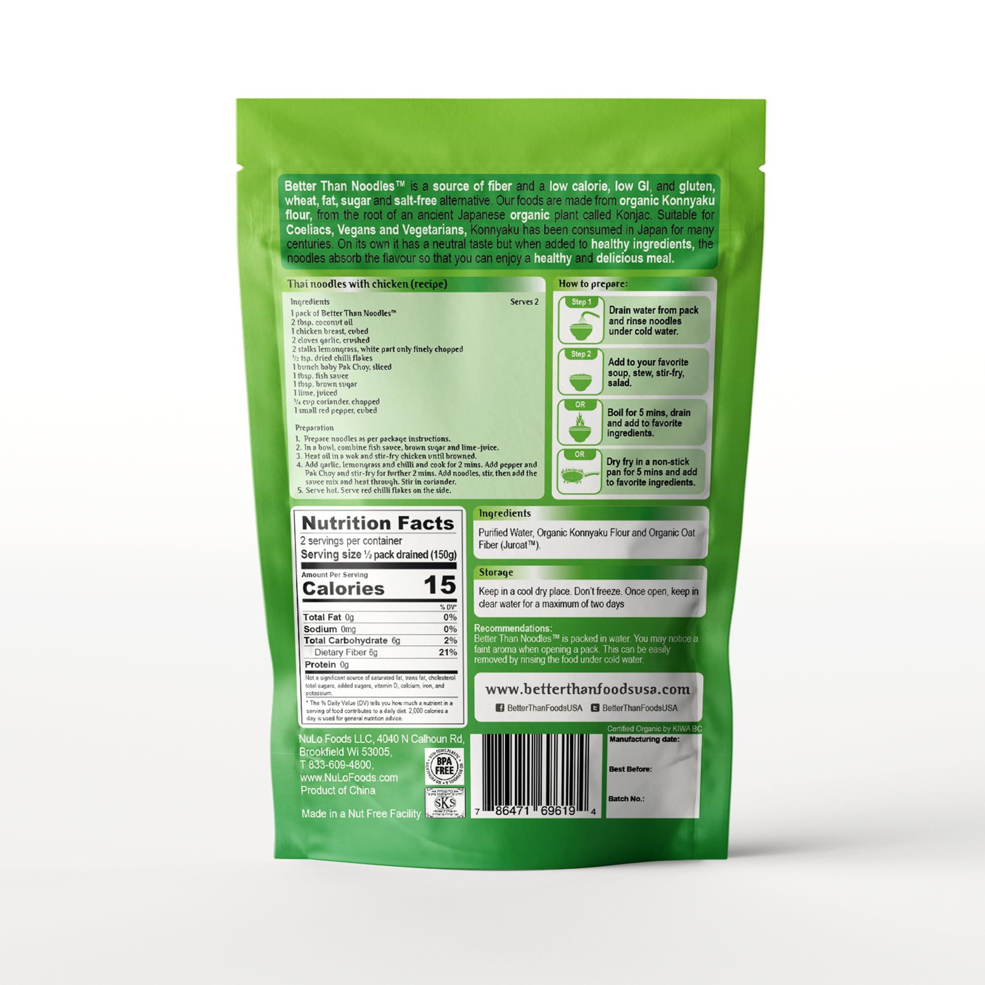Better Than Noodles Better Than Noodles Certified Organic. Vegan, Gluten-Free, Non-GMO, Konjac Noodles 14 Ounces (6 Pack)