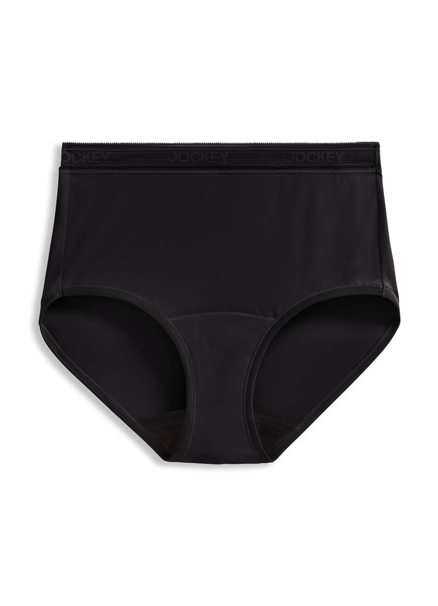 Jockey Jockey Women\'s Underwear Worry Free Microfiber Moderate Absorbency Brief, Black, S