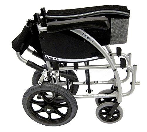 Karman Healthcare Karman S-Ergo 115 Ergonomic Transport Wheelchair with Companion Wire Brakes, Swing Away Footrest, 18" Seat Width in Silver & Free Padded Swivel Seat Cushion + Silver Wheelchair Seatbelt!