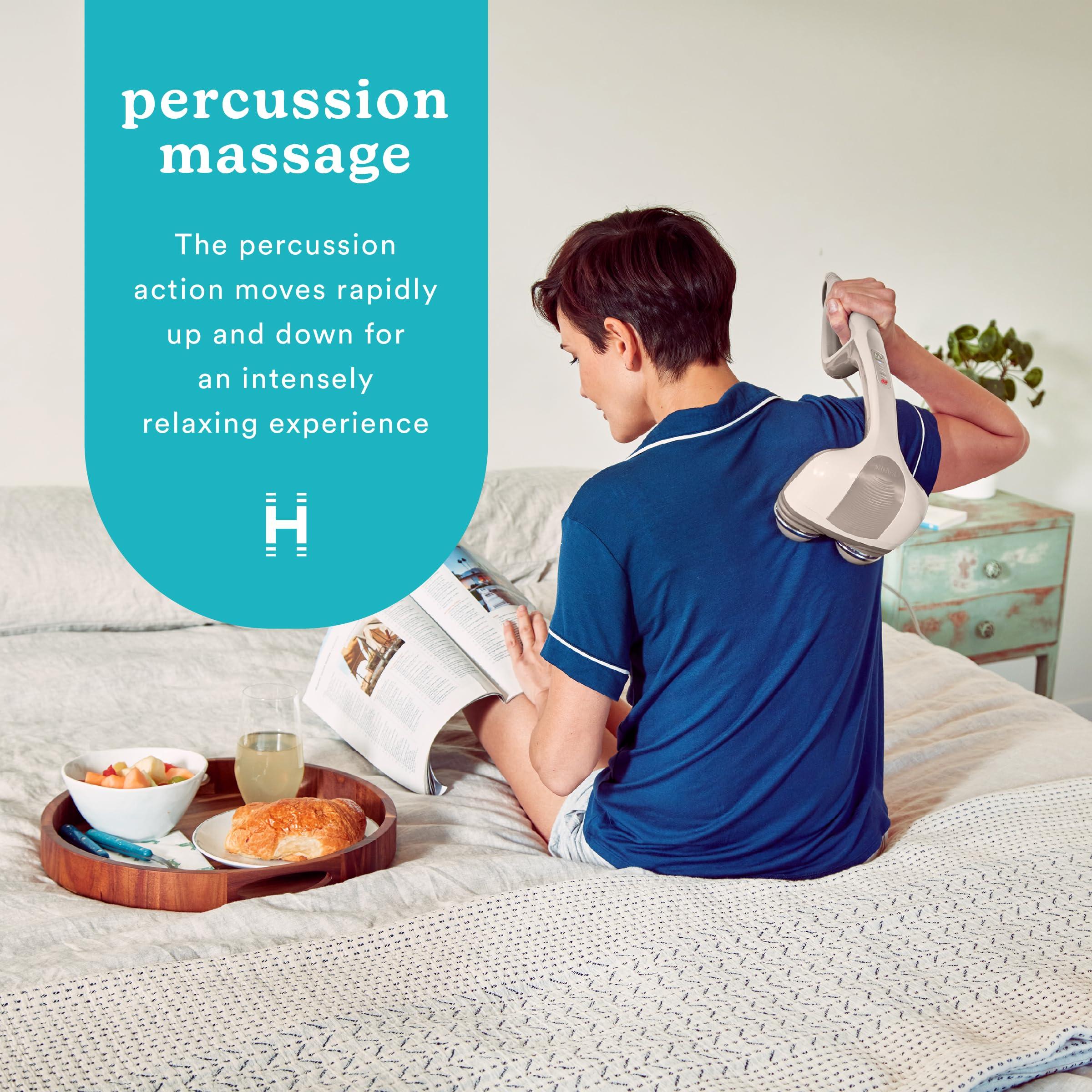 Homedics Homedics Percussion Action Massager with Heat | Adjustable Intensity, Dual Pivoting Heads | 2 Sets Interchangeable Nodes, Heated Muscle Kneading for Back, Shoulders, Feet, Legs, & Neck