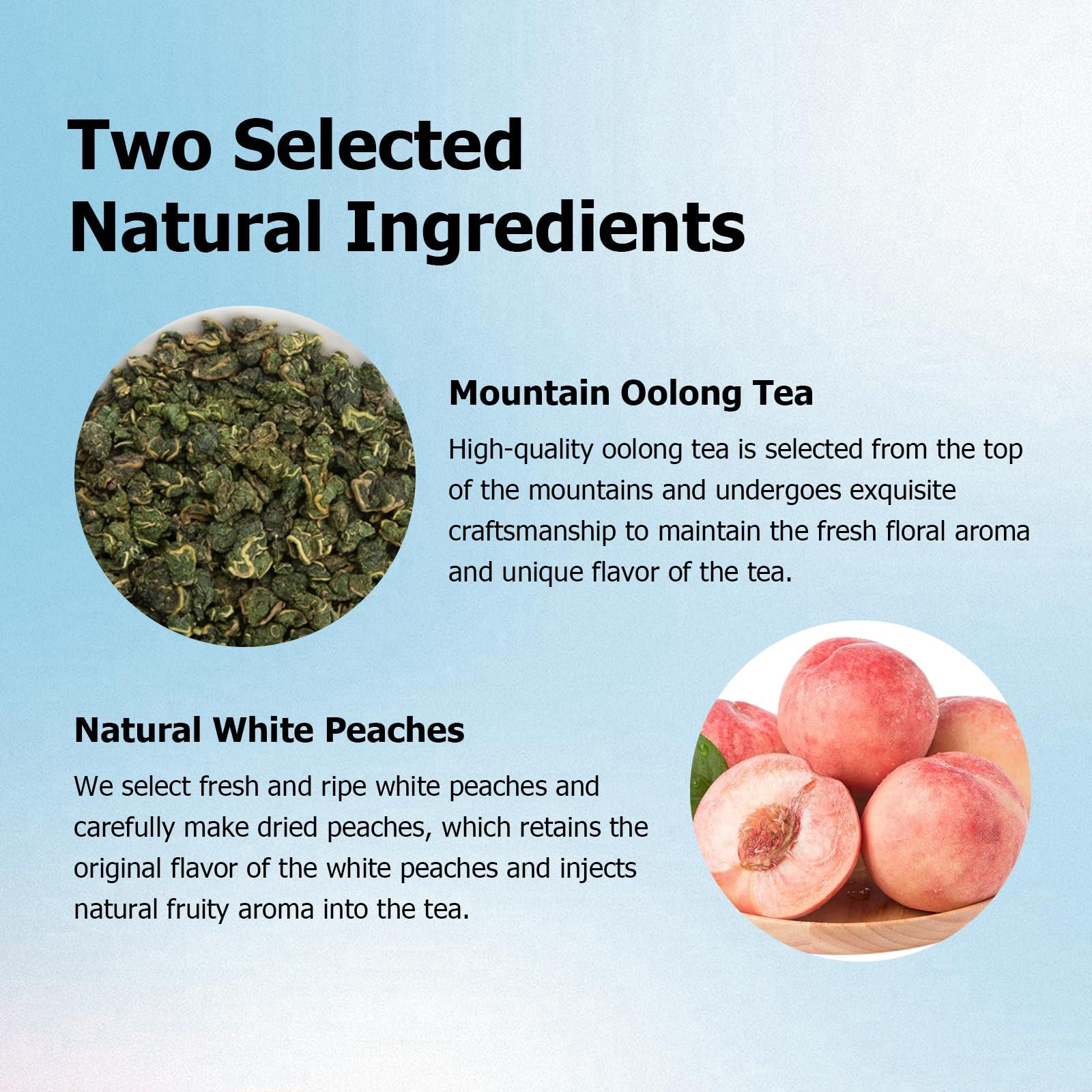 HANFANGLING HANFANGLING White Peach Oolong Tea, Refreshing, Caffeine Alternative, Fresh Sweetness of White Peach and Aromatic Taste of Oolong Tea Loose Leaf 1.76oz