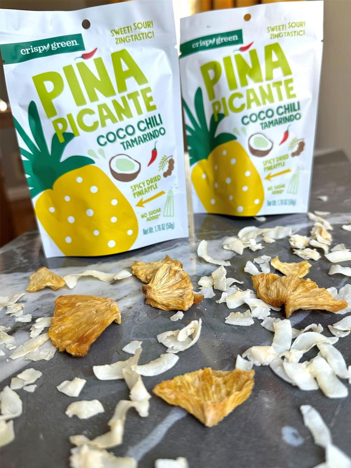 Crispy Green Crispy Green Pia Picante, Coco Chili Tamarindo Dried Pineapple, Healthy Real Fruit Snacks, 1.76 Ounce, 12 Single Serve Bags