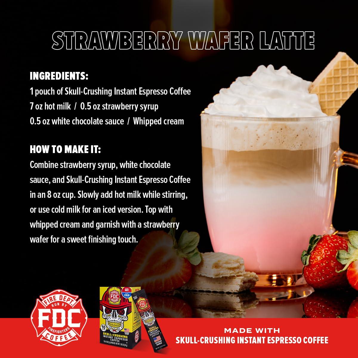 Fire Department Coffee Fire Department Coffee - Skull Crushing Instant Espresso Coffee - Instant Coffee Packets Single Serve - Gives Back to Firefighters - Veteran Owned - Enjoy Hot or Cold (Pack of 10)