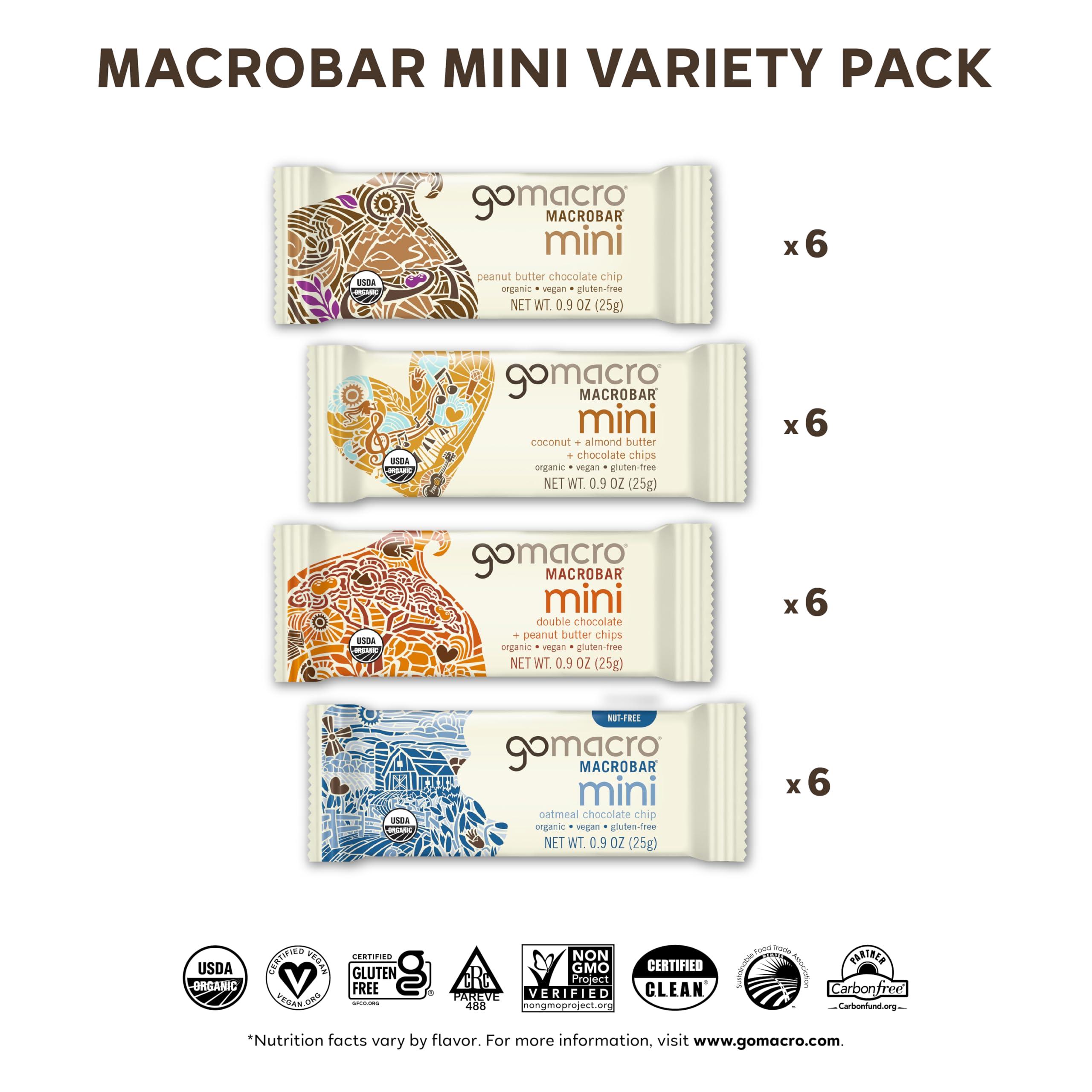 GoMacro GoMacro MacroBar Mini Organic Vegan Protein Bars - Variety Pack (0.9 Ounce Bars, 24 Count)