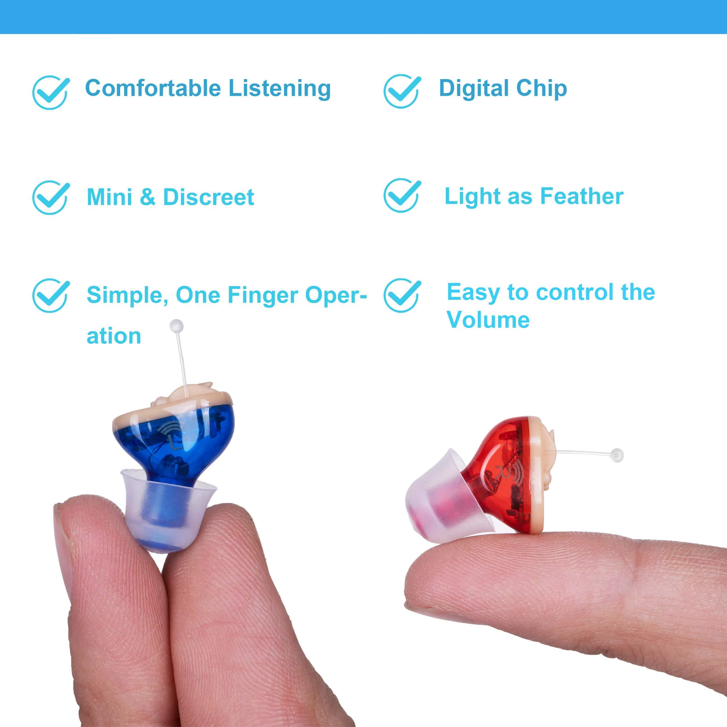 Brefonak Hearing Amplifier for Seniors Adults Noise-Cancelling - Ear Amplifier Invisible Voice Sound Amplifiers Elderly Listening Assistance Device Hearing Aid Cleaning Tools Included for Right Ear