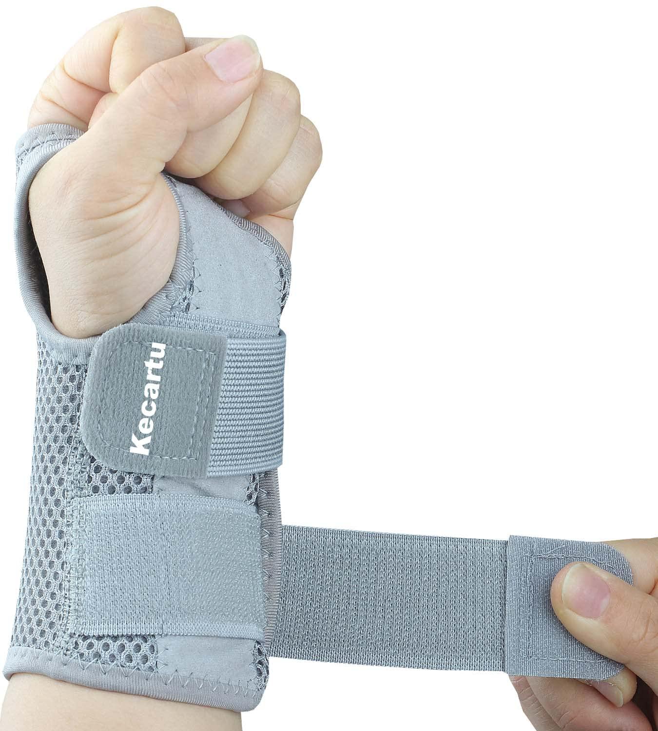 Kecartu Wrist Brace for Carpal Tunnel Pain Relief, Wrist Support Splint for Women Men,Sprain, Repetitive Strain, Adjustable Hand Brace for Sleeping Fits Right Left Hand for Arthritis (Grey, Left Hand, S/M)