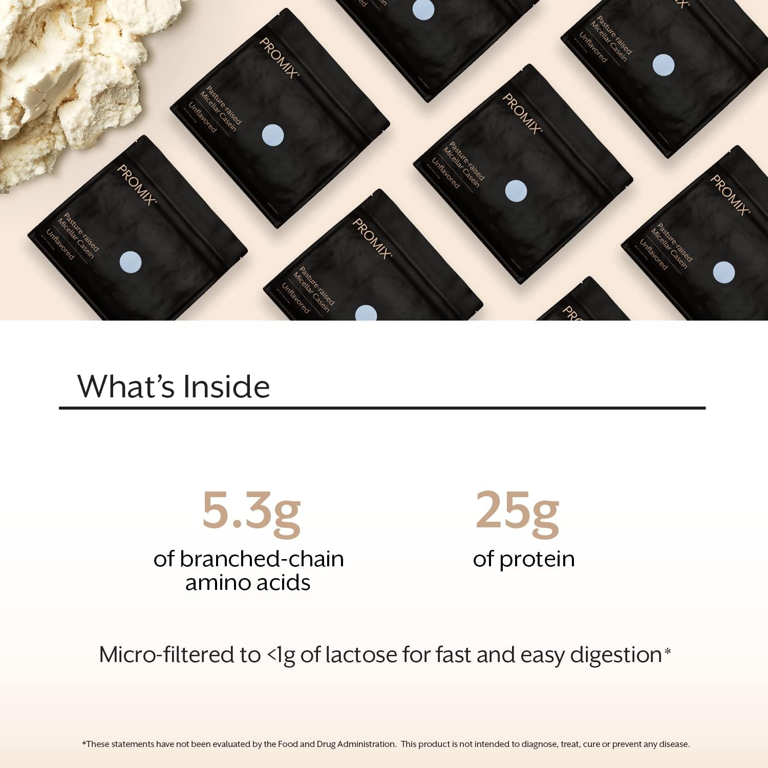 ProMix Nutrition Promix Casein Protein Powder, Unflavored - 5lb Bulk - Grass-Fed & 100% All Natural - Slow & Sustained Recovery ­Post Workout Fitness - Shakes, Smoothies, Baking & Cooking Recipes - Gluten-Free