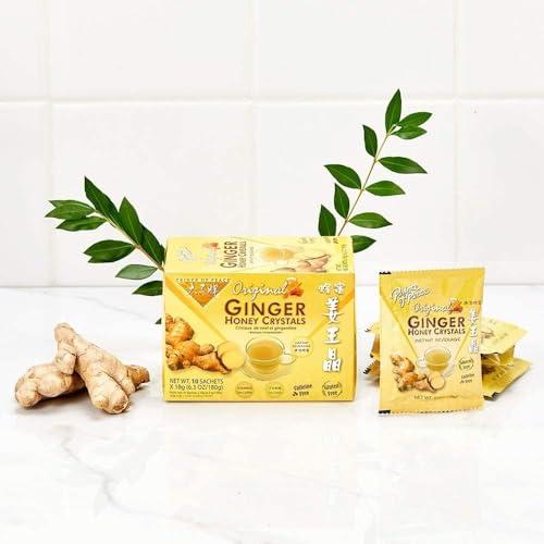 Prince Of Peace Prince of Peace Instant Natural Lemon Ginger Honey Crystals, 10 Sachets  Instant Hot or Cold Beverage for Nausea Relief and Soothes Throat  Easy to Brew Ginger and Honey Crystals