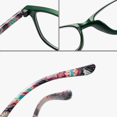 Generic Progressive Multifocal Reading Glasses for Women, Trendy Pattern Print Frames Glasses, Blue Light Blocking Readers (Color : Brown, Size : 1.0x)