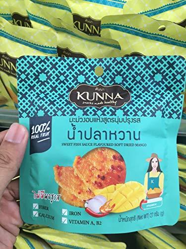 KUNNA KUNNA Brand, Sweet Fish Sauce Flavourd Soft Dried Mango, size 27g X 6 Packs