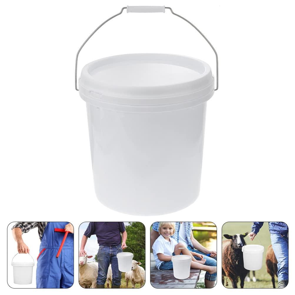 Housoutil Housoutil Water White Plastic Bucket with Handle Lid 8L Ice Cream Tub Heavy Duty Portable All Pail Bucket Container for Food Toy Treasure 5 Gallon Bucket 5 Gallon Bucket 5 Gallon Bucket