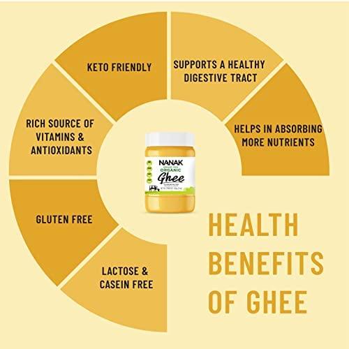 NANAK Nanak Organic Grass-Fed Ghee Clarified Butter - Premium Quality Keto & Paleo Friendly, Non-GMO, Pasture Raised - Lactose, Casein, & Gluten-Free Great Alternative for Butter (56 oz)