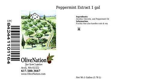 OLIVENATION Peppermint Oil Extract - Beverages - Fillings - Frosting - Water Soluble - Non-GMO - Gluten Free - Kosher - Vegan - 1 gallon