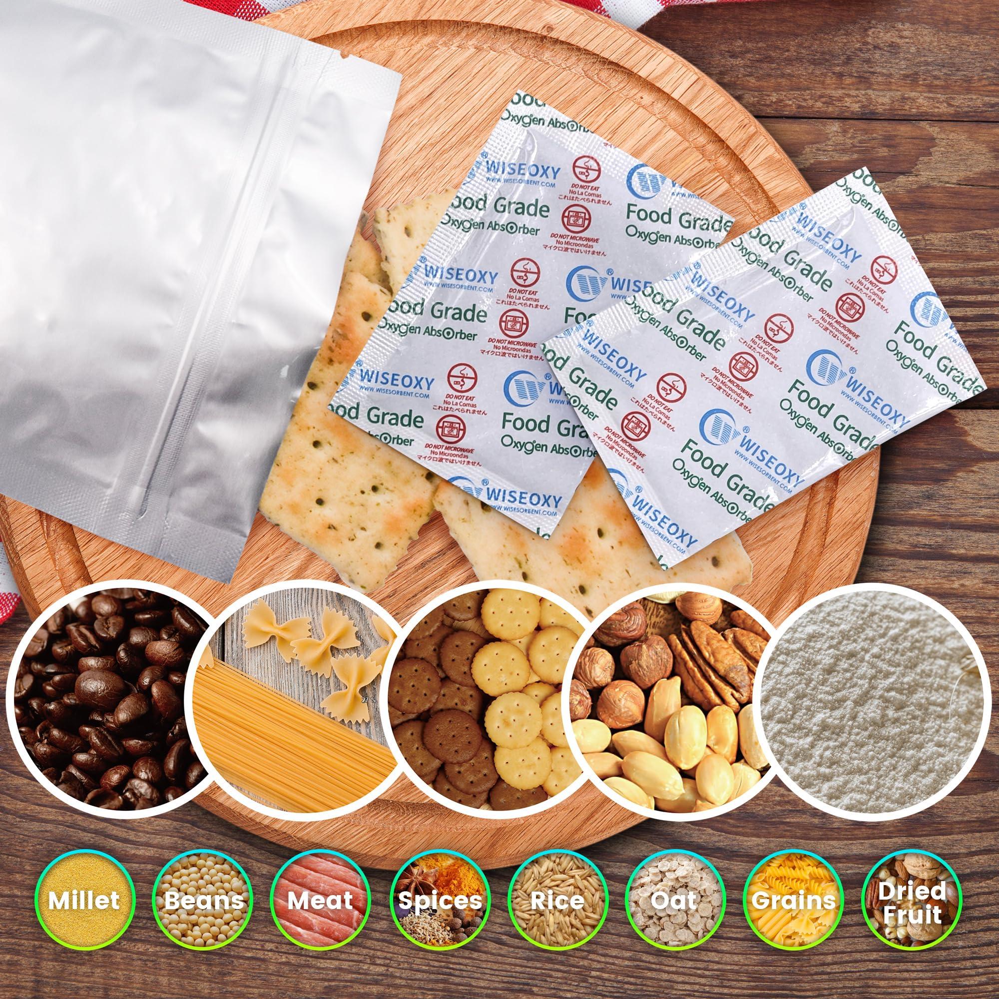 Wisesorb Wisesorb 500CC 100 Packs Oxygen Absorbers for Food Storage, Food Grade Oxygen Absorbers, O2 Absorbers Food Grade for Food Storage