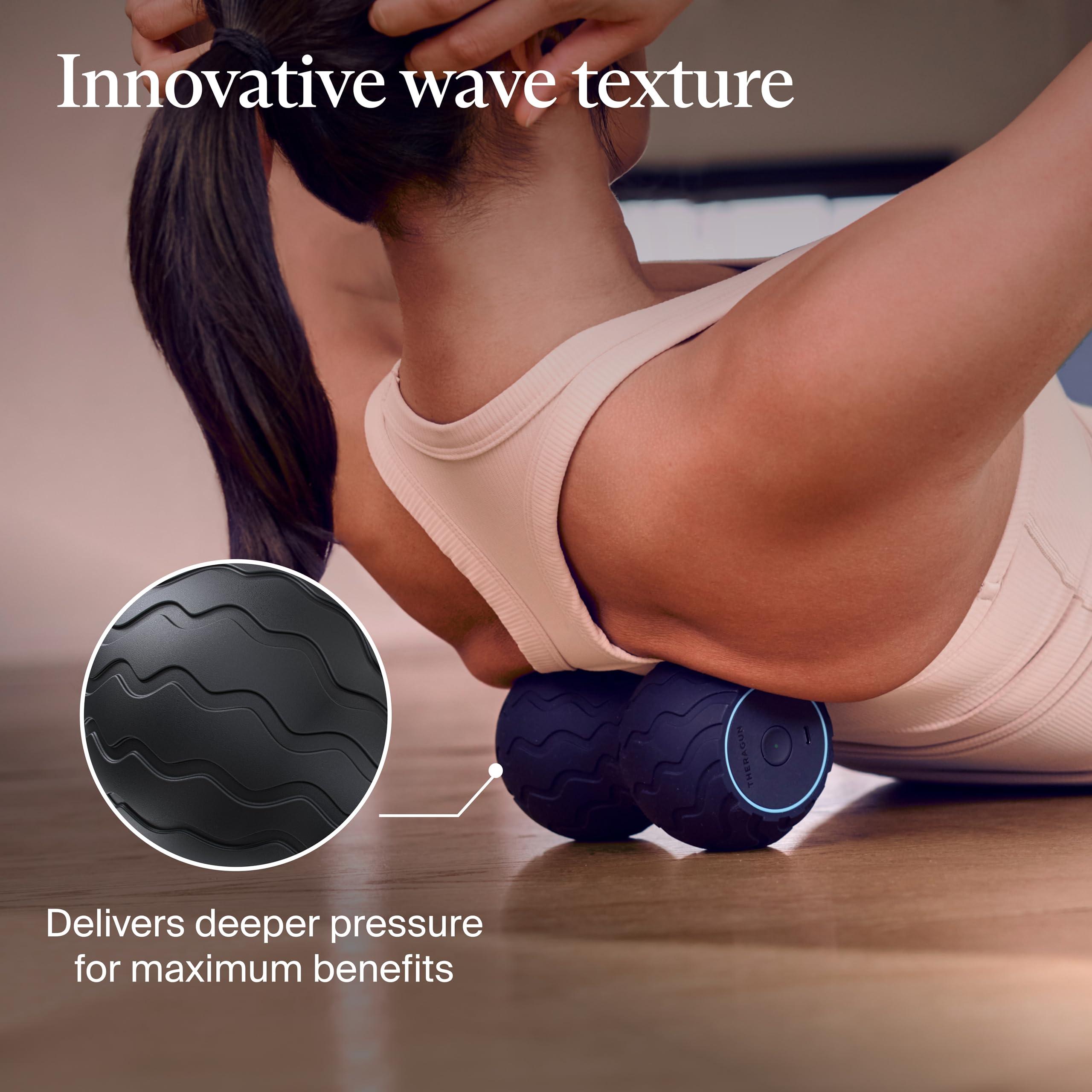 TheraGun Therabody Wave Series Wave Duo - Ergonomically Contoured Foam Roller. Bluetooth Enabled Muscle Roller for Your Back, Neck & Spine with 5 Customizable Vibration Frequencies in Therabody App
