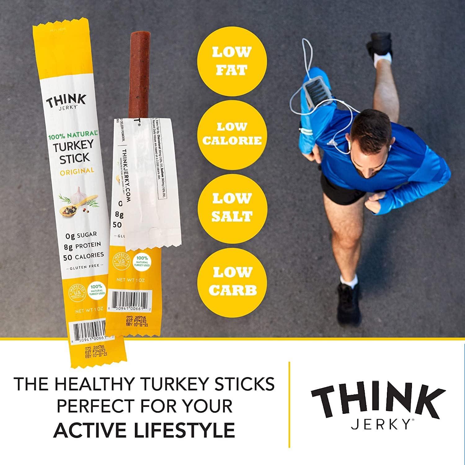 Think Jerky Think Jerky, Meat Stick Variety Pack, Original Grass-Fed Beef Sticks and All-Natural Turkey Sticks and Grass-Fed Jalapeno Beef Sticks (0.5 Ounce Sticks, Pack of 18 Sticks) - Sugar Free, Gluten Free, Non GMO, No Nitrates, Keto Friendly, Paleo, High Pr