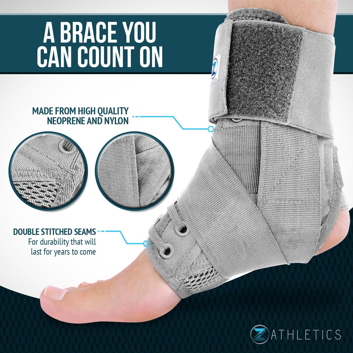 Z ATHLETICS Z ATHLETICS Zenith Ankle Brace, Lace Up Adjustable Support for Running, Basketball, Injury Recovery, Sprain! Ankle Support for Men, Women, and Children (Grey, Small)