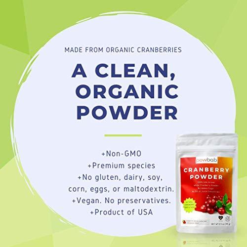 powbab powbab Cranberry Powder from 100% USA Grown Organic Dried Cranberries. No Added Sugar. Pure Fruit, Unsweetened Cranberry Supplement for Urinary Tract Health for Women. Not Freeze Dried. (3.5 Oz)