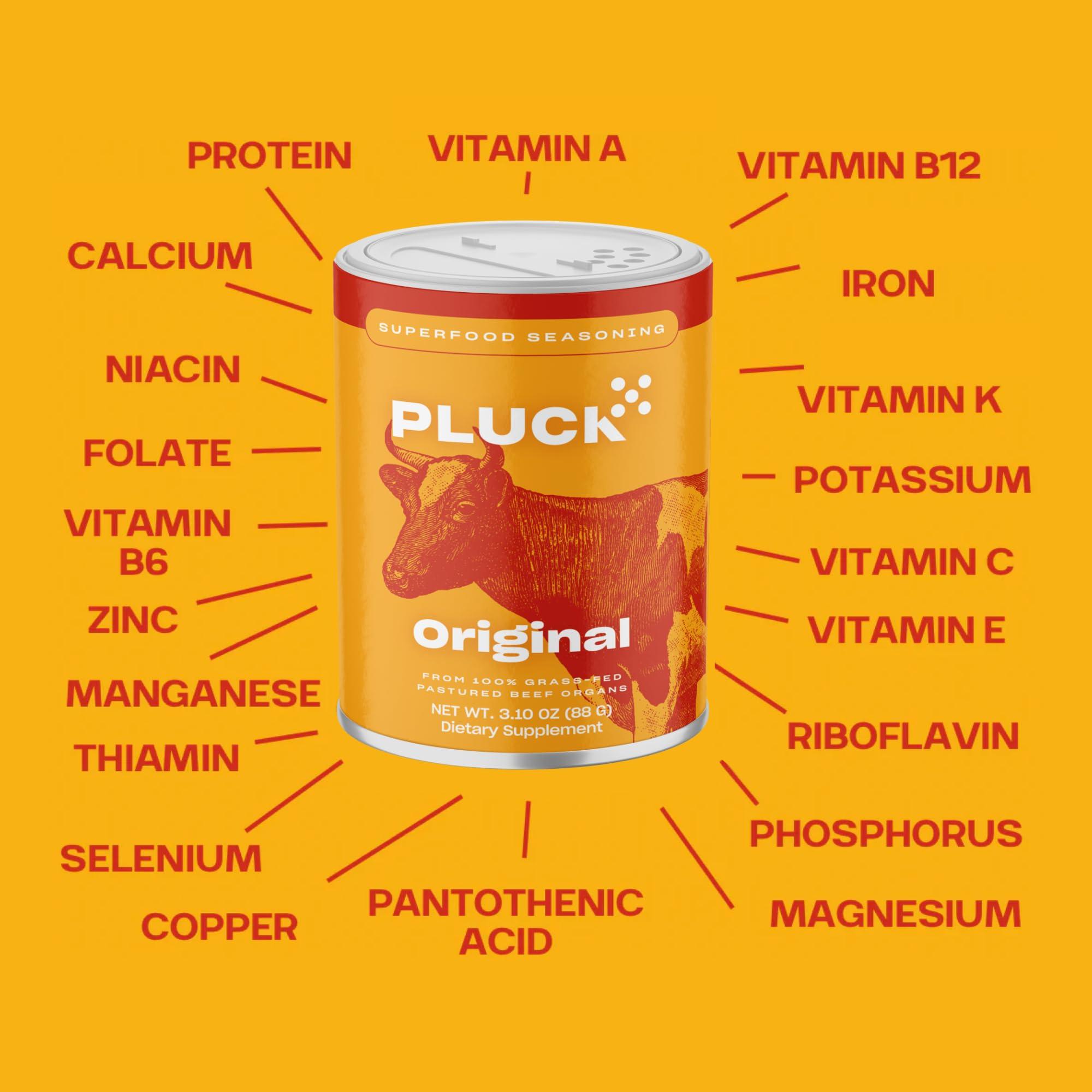PLUCK Pluck All-Purpose Organ Meat Blend Seasoning | From Grass-Fed & Grass-Finished Pastured Beef Organs with Redmond Real Sea Salt | 30-Day Supply