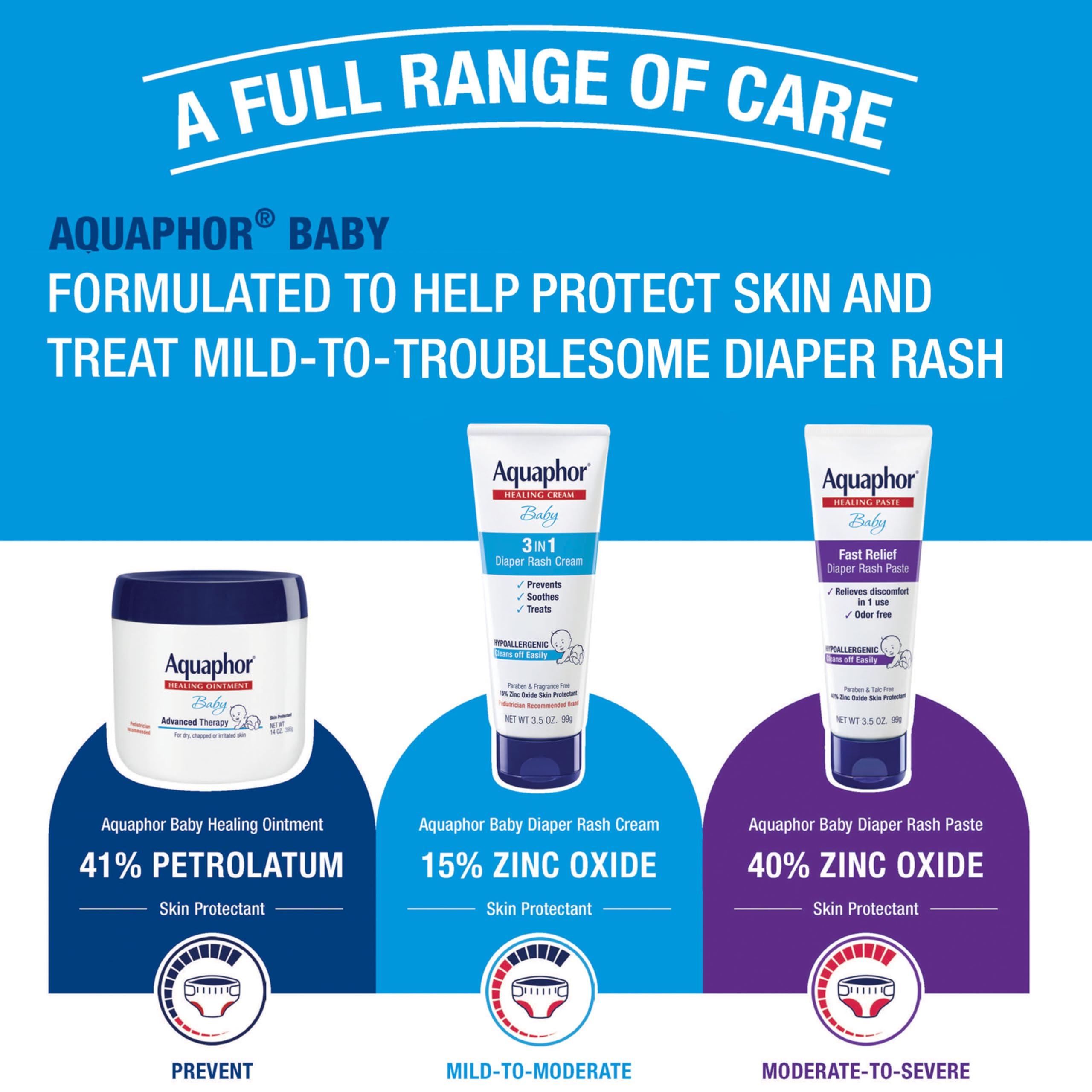 Aquaphor Aquaphor Baby Diaper Rash Cream, 3-in-1 Diaper Rash Relief, 3.5 Oz Tube, (Pack of 3)