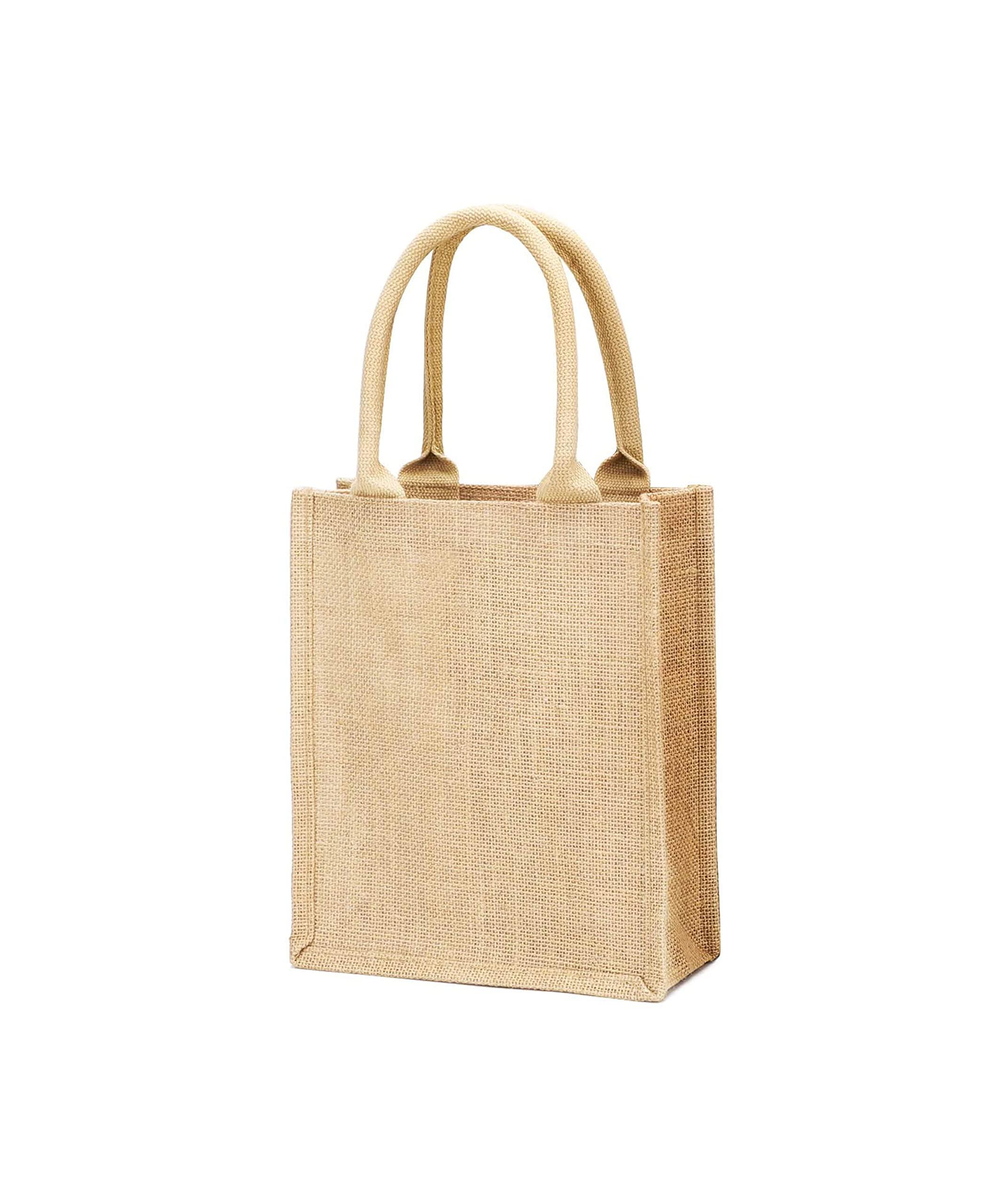 TBF 12-Pack Heavy Duty Sturdy Jute Burlap Tote Bags with Handles Reusable Grocery Shopping Bags Blank Fabric for DIY, Crafts (Small: 9\" x 11\" x 4\")