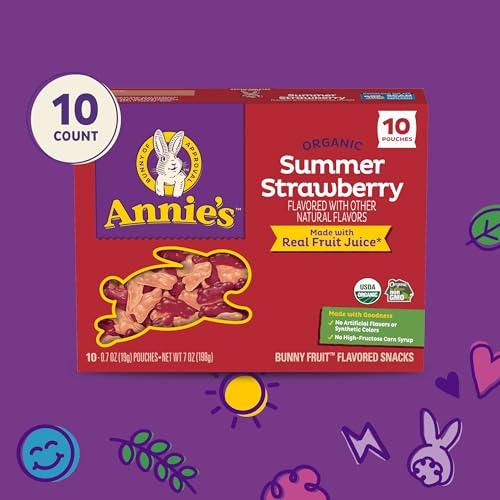 Annies Annie\'s Organic Bunny Fruit Flavored Snacks, Summer Strawberry, Gluten Free, 10 Pouches, 7 oz.