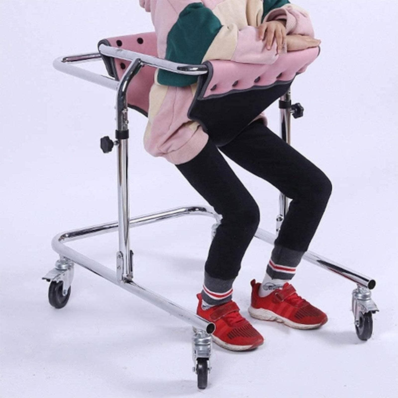 SUMBITOD SUMBITOD Walker for Children with Cerebral, Rehabilitation Training Stainless Steel Folding Children's Walker,Four Wheel Standing Training Walker (Color : B)