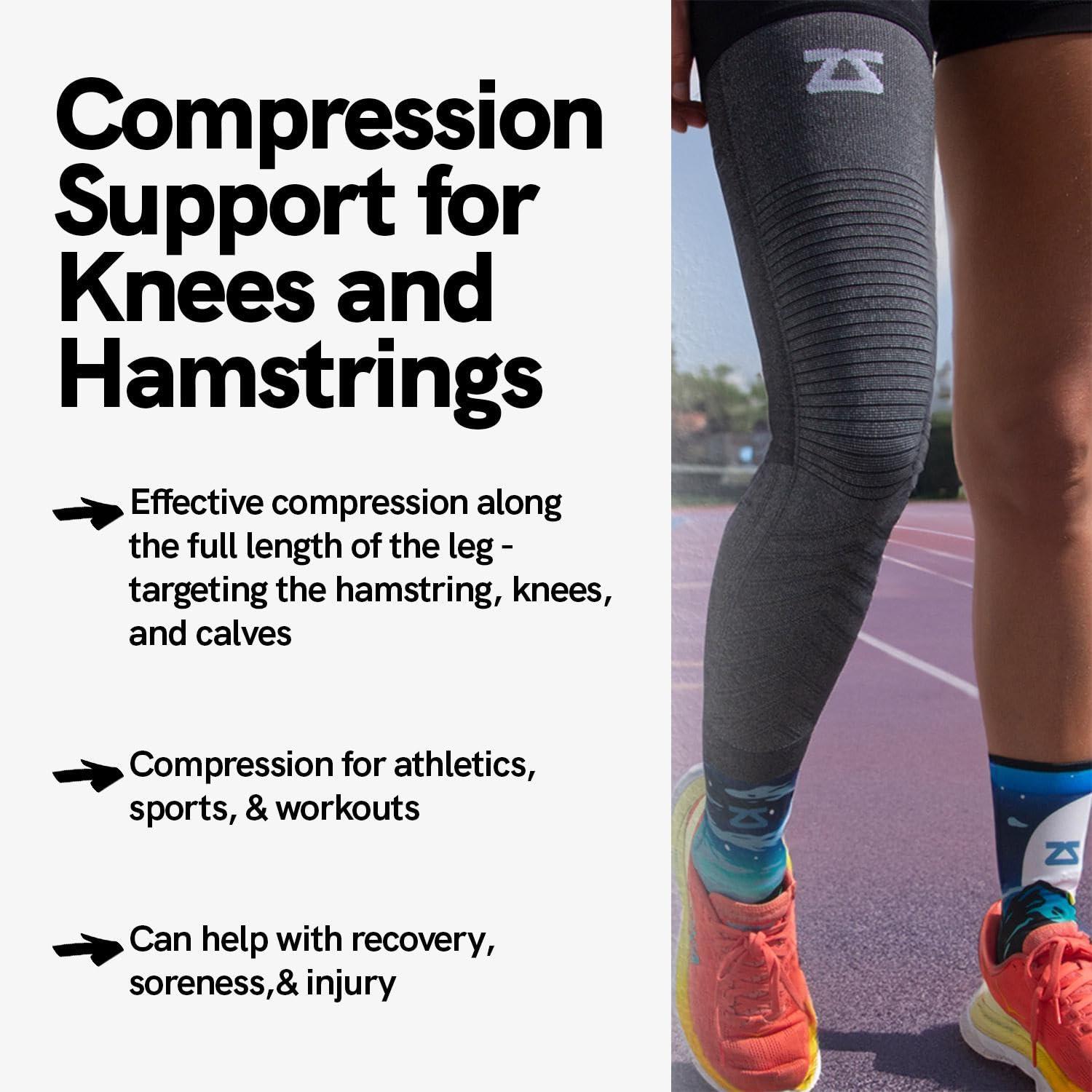 Zensah Zensah Full Leg Compression Sleeve - Long Full Length Support for Thigh, Knee, Calf for Men, Women, Running, Basketball, Football (Small, 1 Pair - Heather Grey)