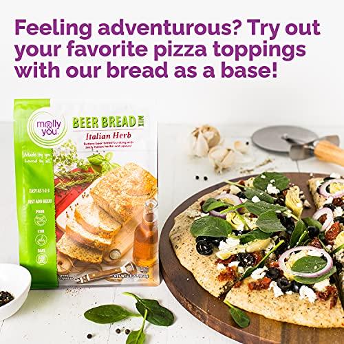 molly&you Molly & You Italian Herb Beer Bread Mix (Pack of 3) - Gourmet, Vegan Friendly, Dairy Free, Artisan Bread Kit - No Bread Machine Needed - Just Add Beer or Soda