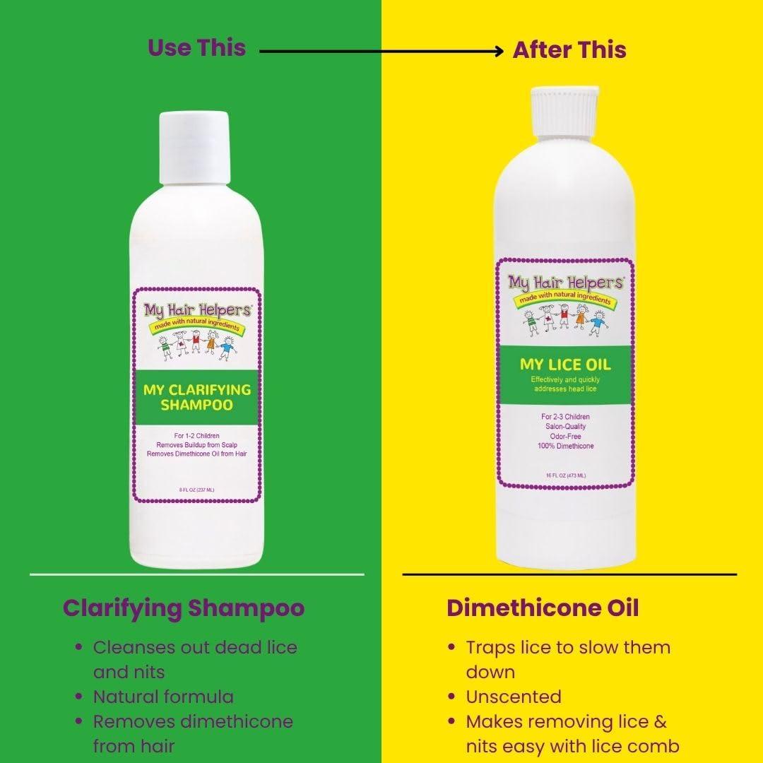 MY HAIR HELPERS NATURAL LICE REMOVAL My Hair Helpers Dimethicone Oil for Lice and Nits, Traps Bugs and Their Eggs, 16 fl Ounces, Works on 2-3 Kids
