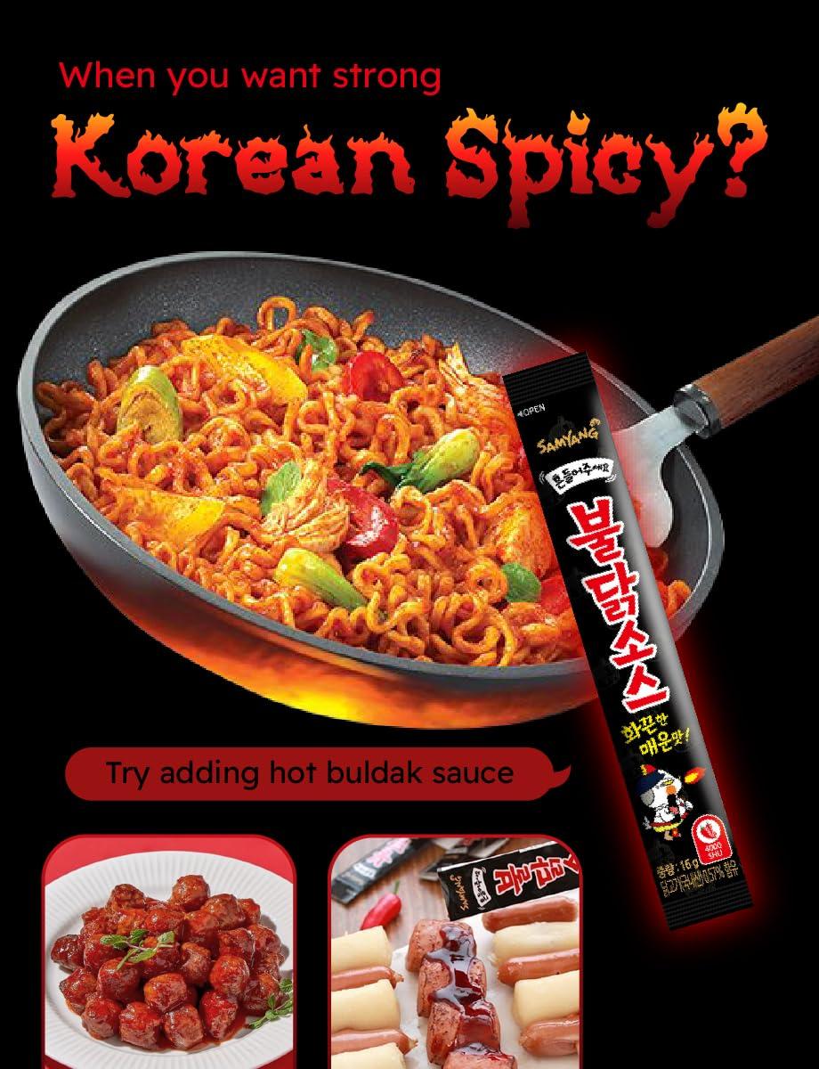 Q.REST ***12 types of Buldak character Hochi stickers***+ Rose Buldak stir-fried noodles Big Bowl 2 Pack + Buldak Sauce 2 Stick + wooden chopsticks 2 pairs - Korean Food Spicy Cup Ramen