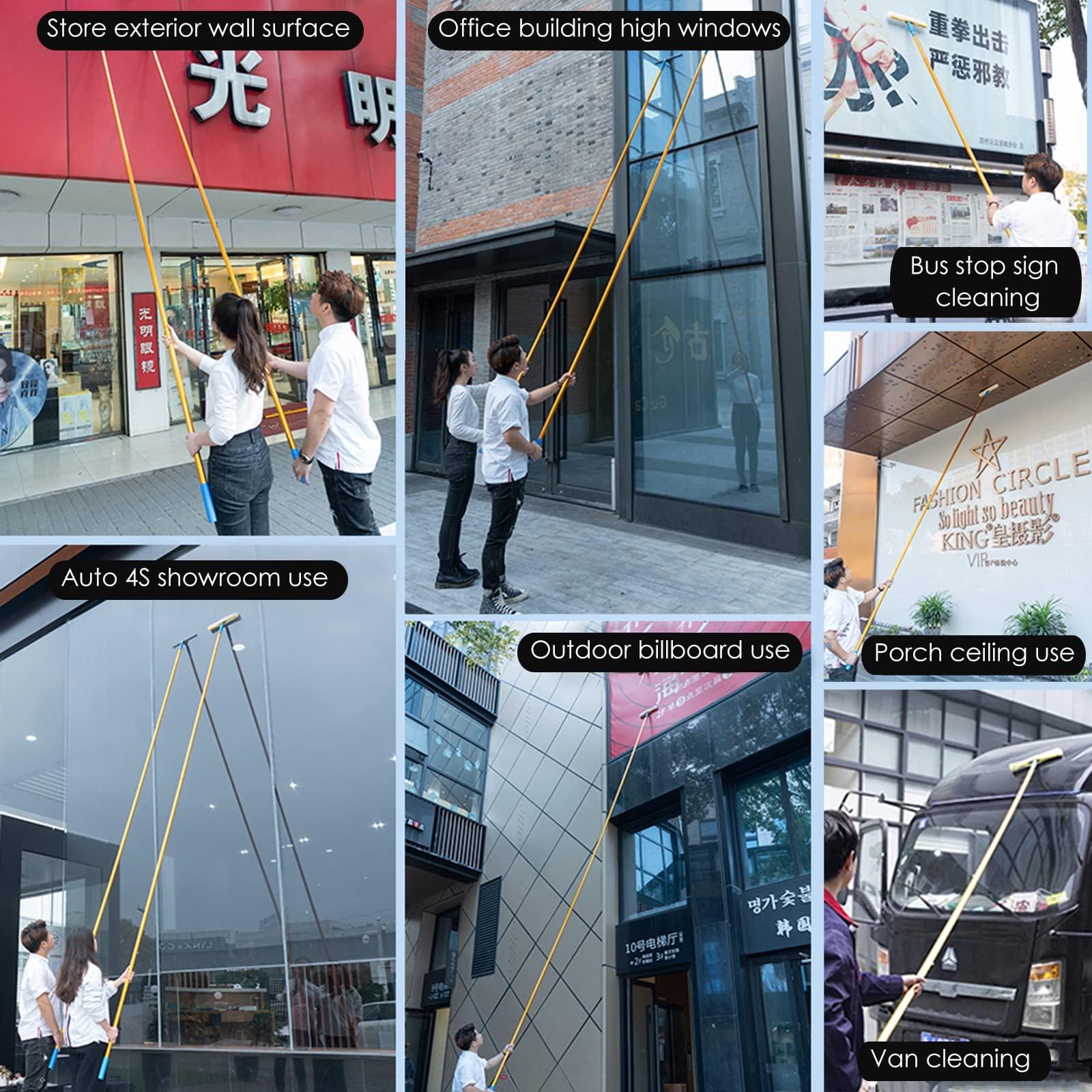 YXXSDP Window Washing Kit with Extension Pole, Window Cleaning Tool & Window Washer Squeegee, for Commercial Hotels Household (Size : Length 11.5m/453inch/37.7ft)