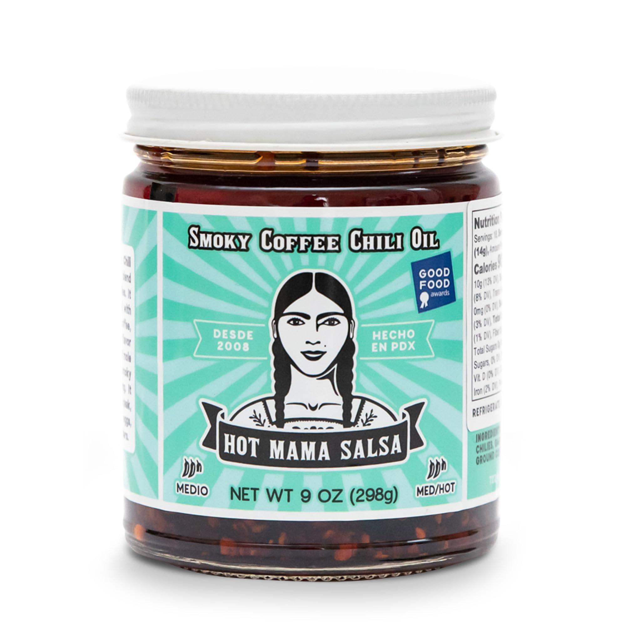 Hot Mama Salsa Hot Mama Salsa Smoky Coffee Chili Oil A Chili Oil Rich in Antioxidants, Low Calorie, No Preservatives, Additives, or GMOs Perfect for Mushrooms, Shrimp, Veggies, Soups, Pastas, Eggs 9 fl oz