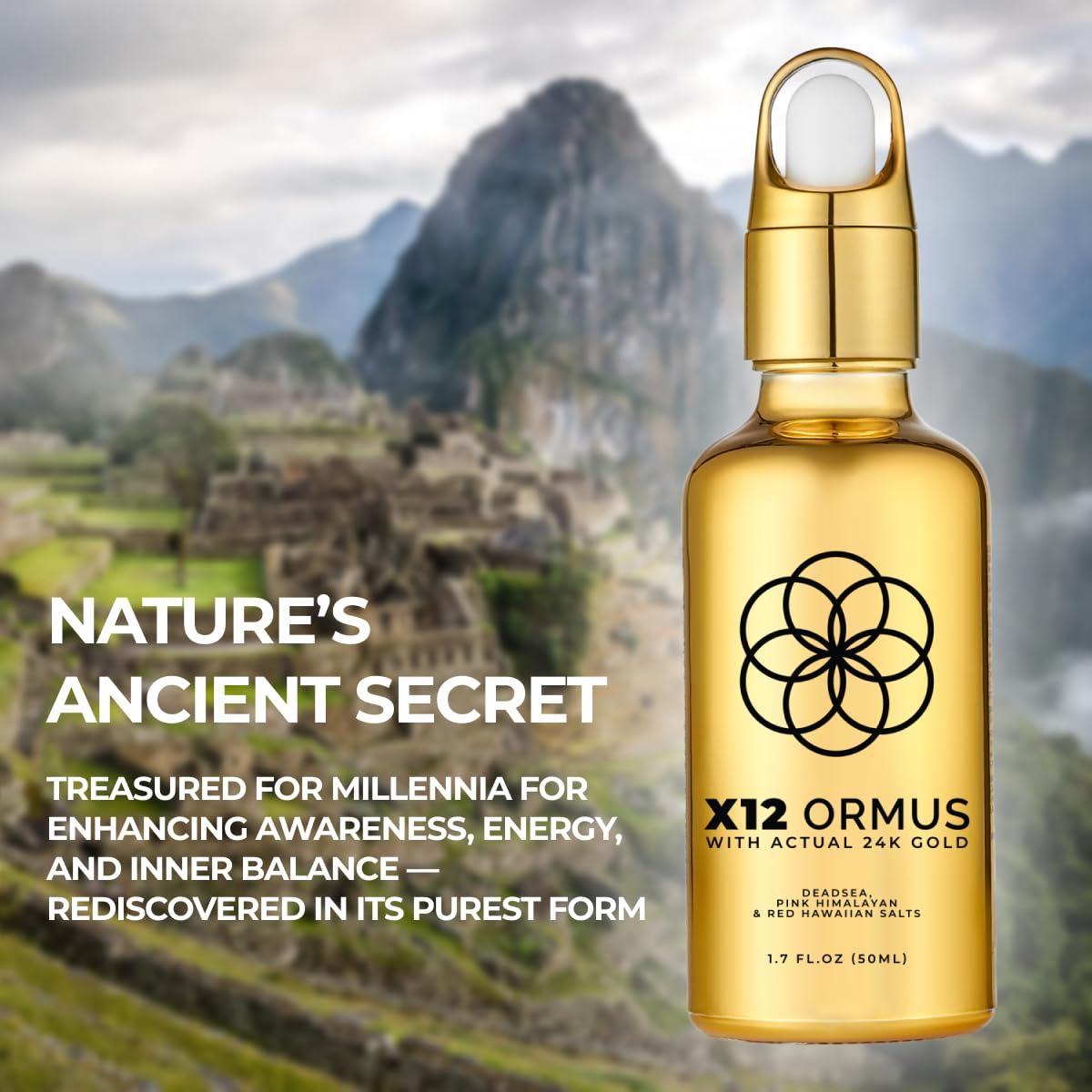 x12 Ormus With Actual 24k Gold Ormus Monoatomic Gold Concentrate (High Potency x12) 3.4oz - Made by Real Alchemists - 24k Food Grade Liquid Gold, Dead Sea Salt & Pink Himalayan Salt