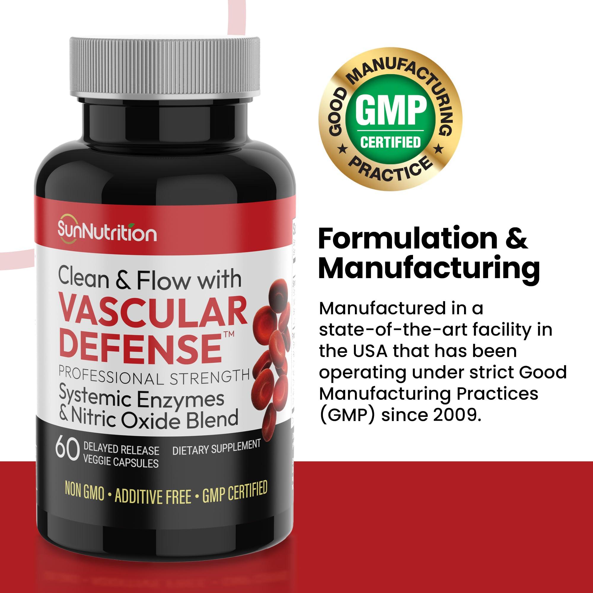 SunNutrition SunNutrition Nattokinase Supplement Nitric Oxide Capsules Beet Root Extract High Potency Lumbrokinase & Bromelain Systemic Enzymes Nitric Oxide Blend Clean & Flow Vascular Defense 60 Caps 30 Servings