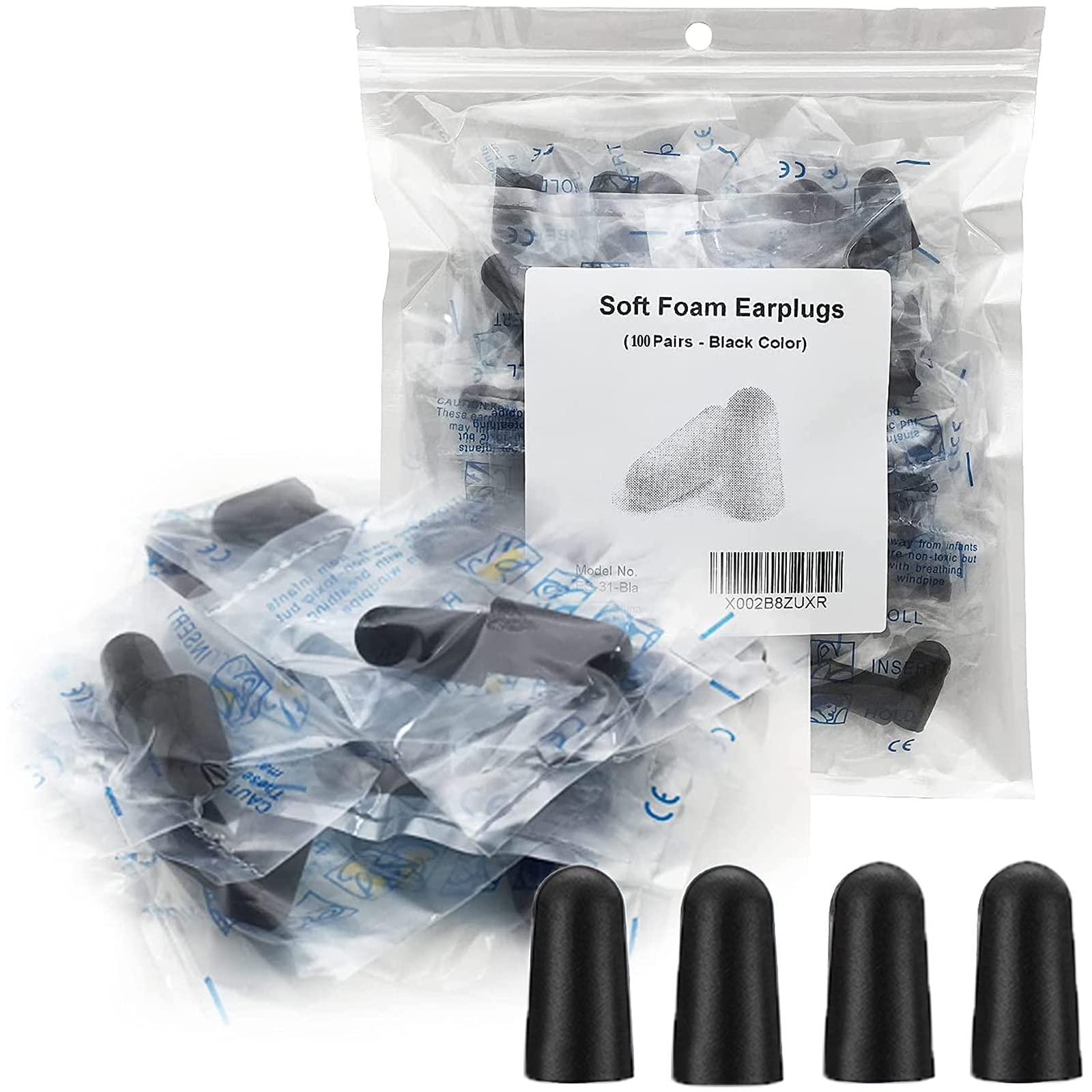 LiteTour 100 Pair Earplugs for Noise Cancelling Ultra Soft Foam Ear Plugs for Sleeping Noise Blocking Earplugs for Study Work Black Color