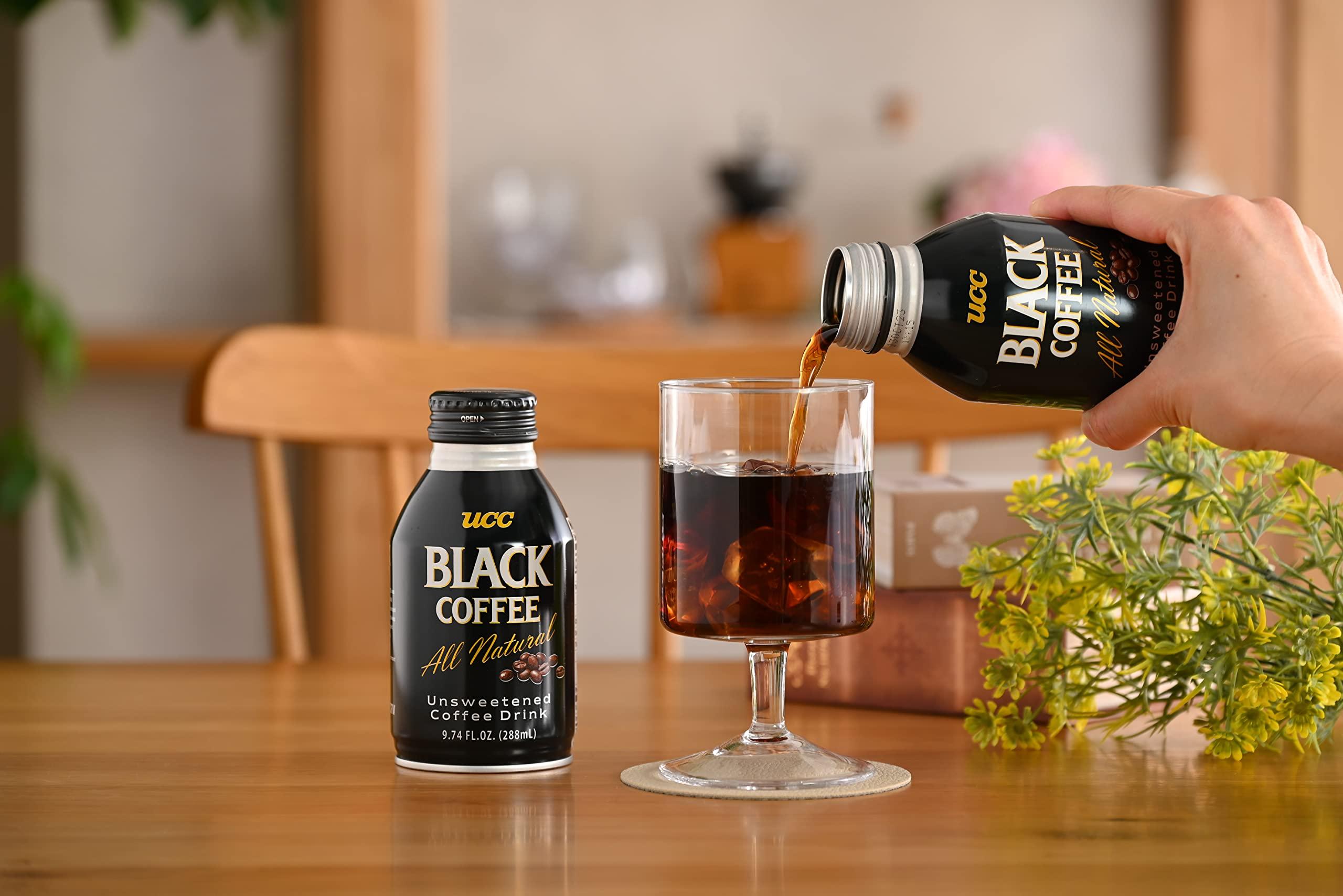 UCC UCC Ready to Drink Black Coffee, 9.74 FL OZ (Pack of 24), All Natural Unsweetened Coffee, Instant Drinks, Ingredients Water & Coffee, Smooth and Creamy, Convenient Bottle, Imported from Japan