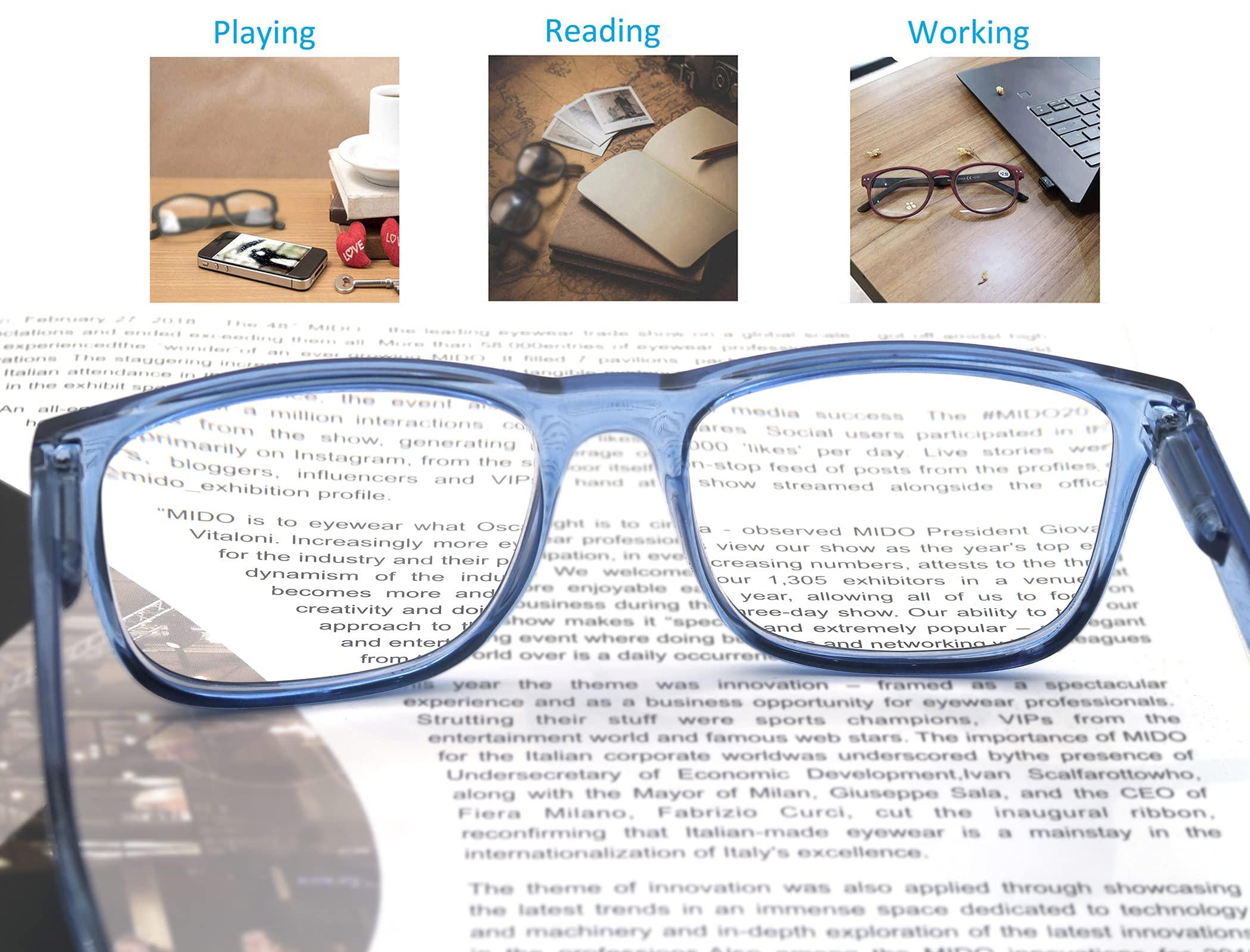 OLOMEE OLOMEE Reading Glasses 1.5 Oversize Large Square Men Readers 4 Pack,Comfy Lightweight Eyeglasses for Reading Flexible Spring Hinge