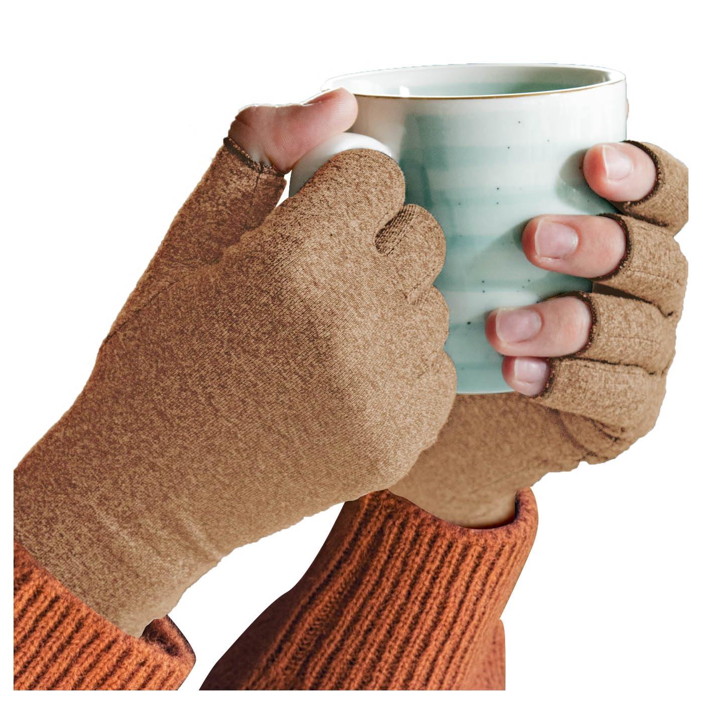 Sparthos Sparthos Arthritis Hand Compression Gloves - Helps With Carpal Tunnel & Rheumatoid Artritis Pain - Support Your Hands While Typing - Fingerless Circulation Glove - Fits Men & Women (Beige - Large)